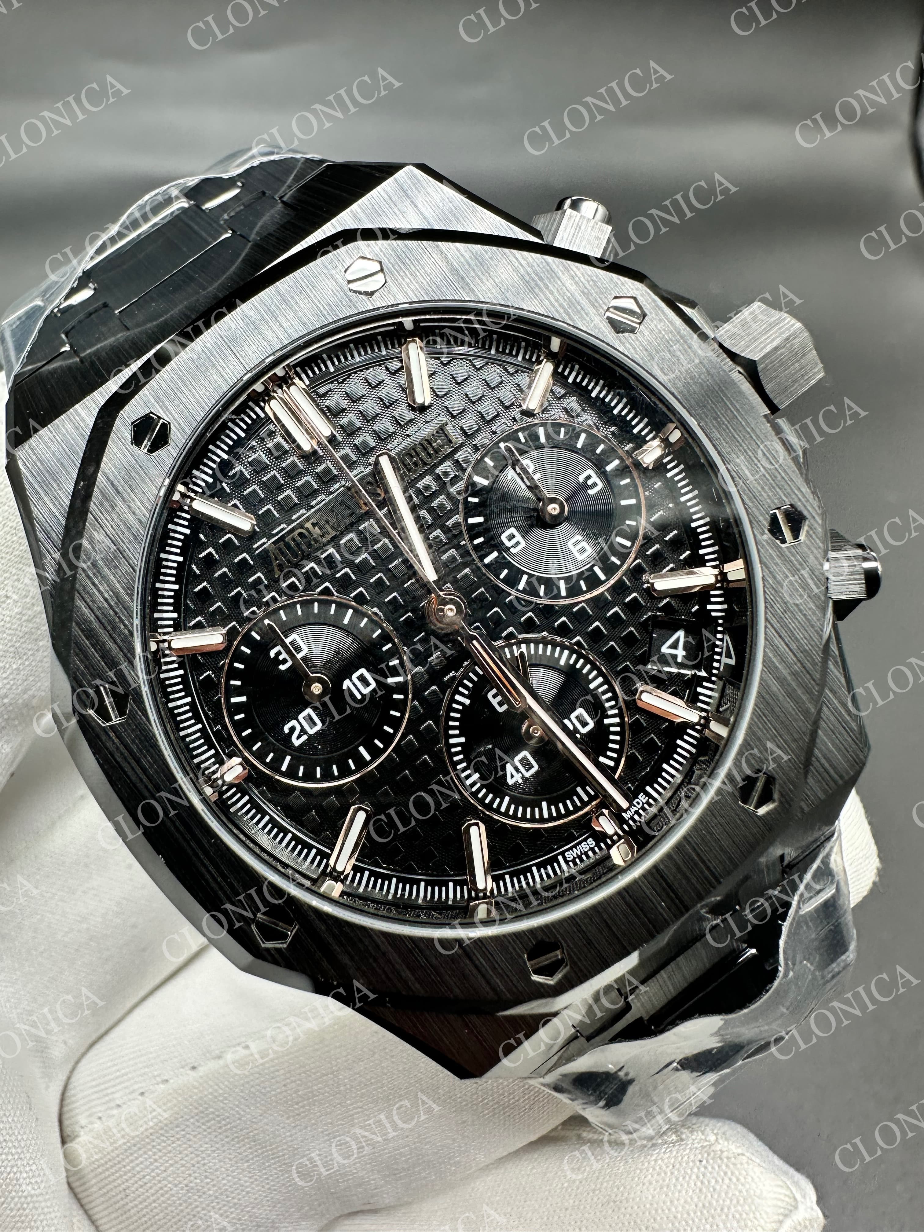 ROYAL OAK CHRONO 26240 BLACK CERAMIC BLACK DIAL ON CERAMIC BRACELET SUPER CLONE SA4401 — view 2