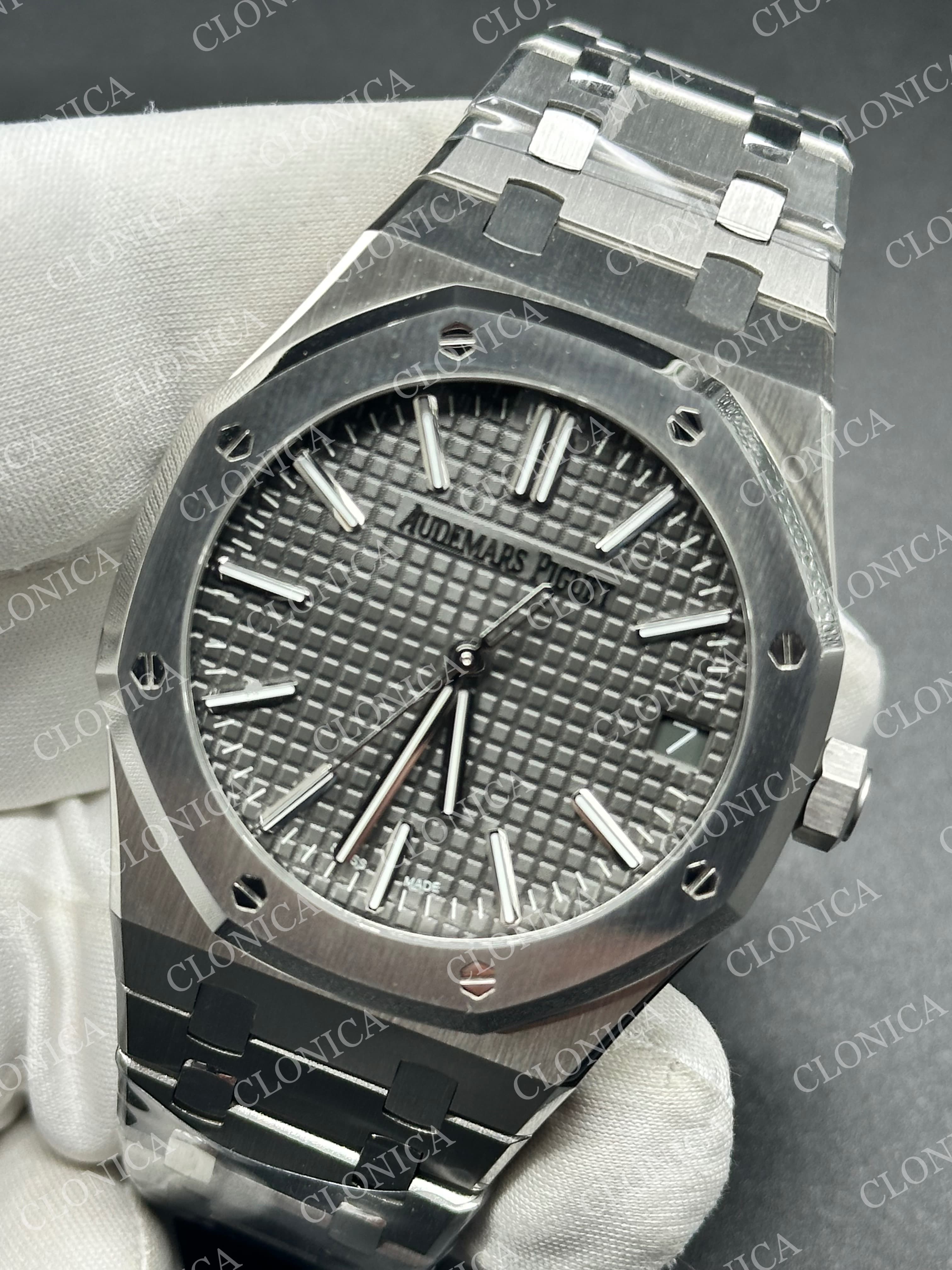 ROYAL OAK 41MM 15510 SS 1:1 GREY TEXTURED DIAL ON SS BRACELET SUPER CLONE A4302 — view 2