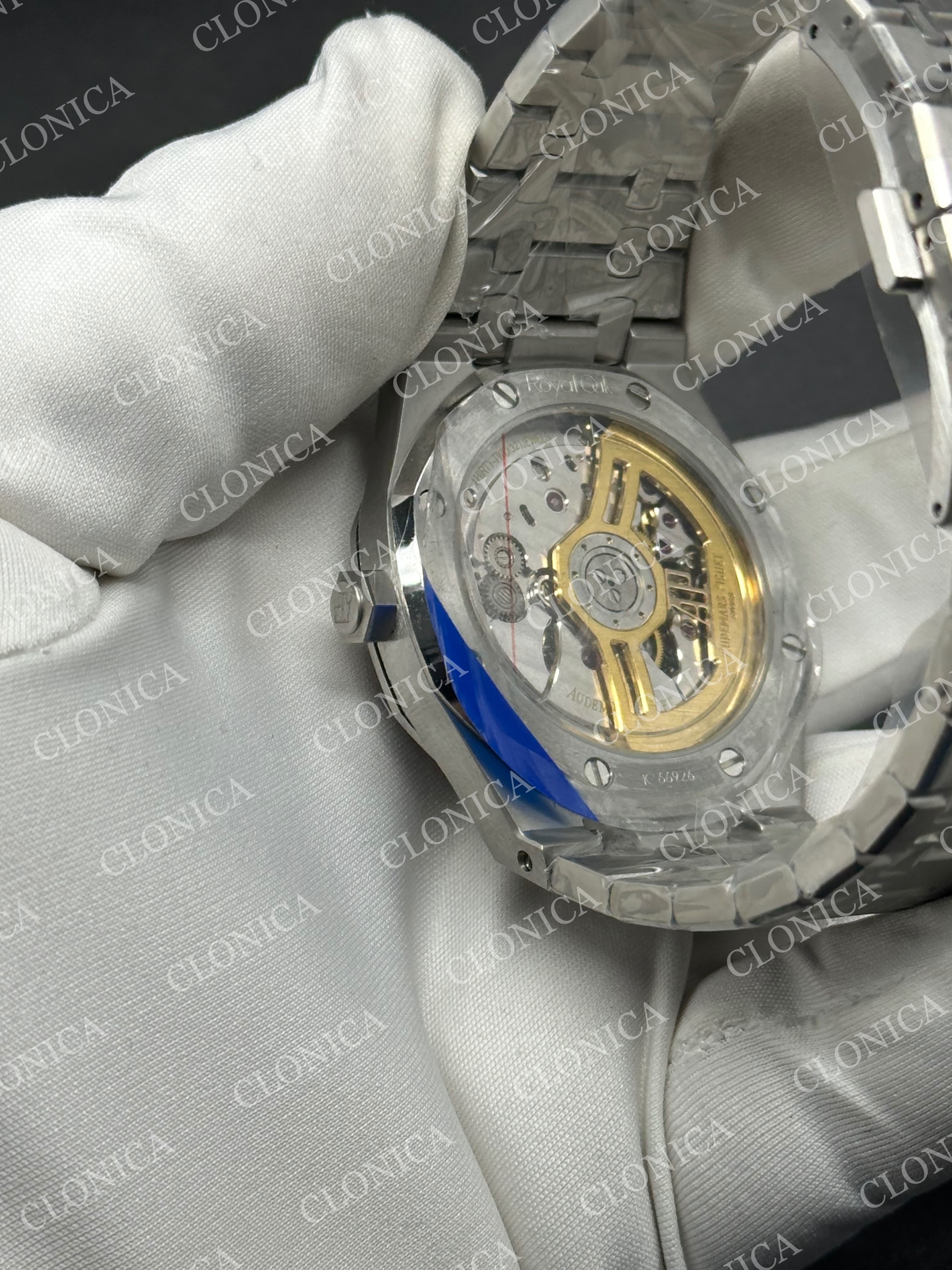 ROYAL OAK 41MM 15500 SS 1:1 BLACK TEXTURED DIAL ON SS BRACELET SUPER CLONE A4302 — view 5