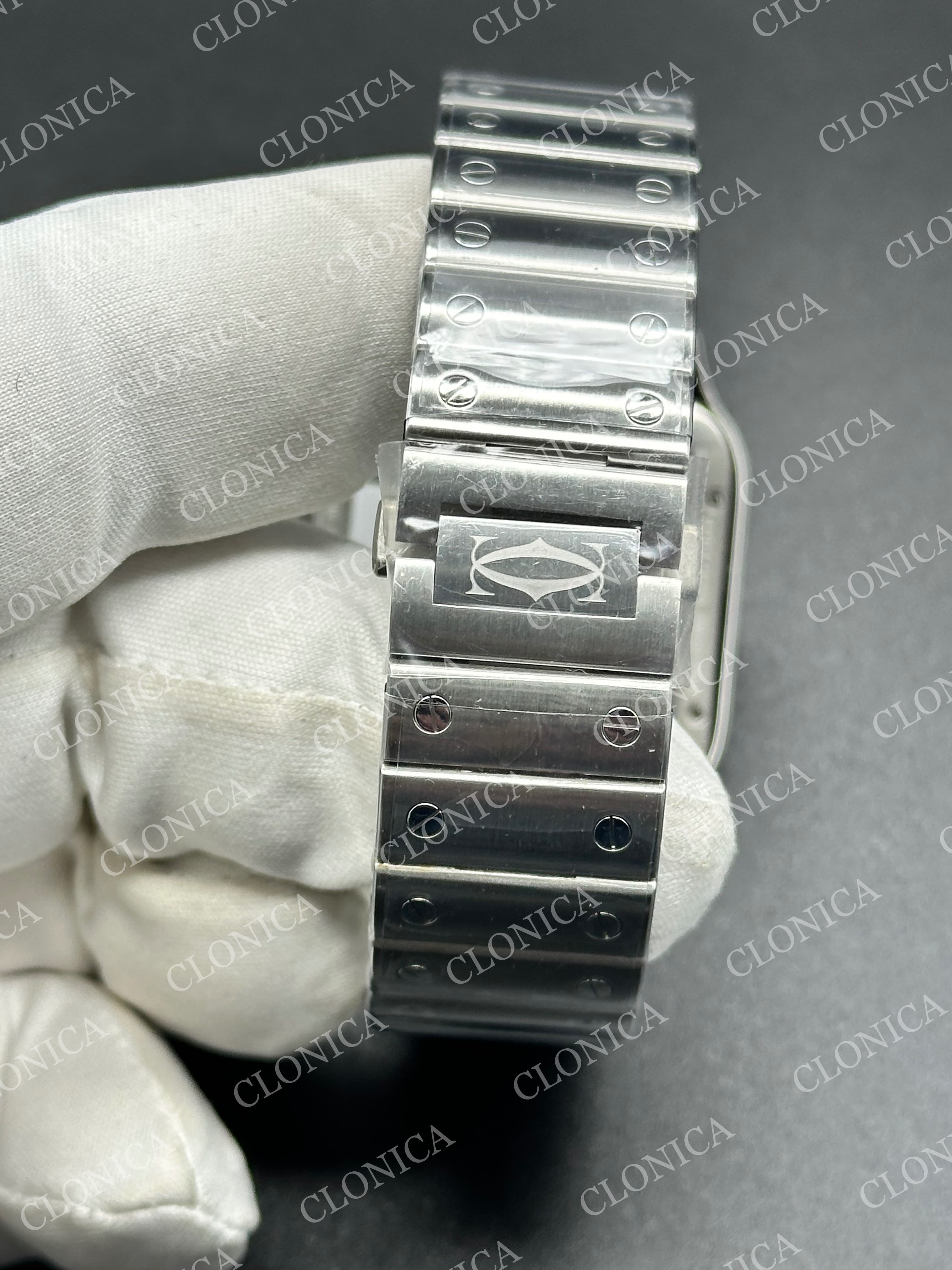 SANTOS DE CARTIER SKELETON SS SKELETON DIAL ON SS SMARTLINK BRACELET SUPER CLONE 9611MC — view 6