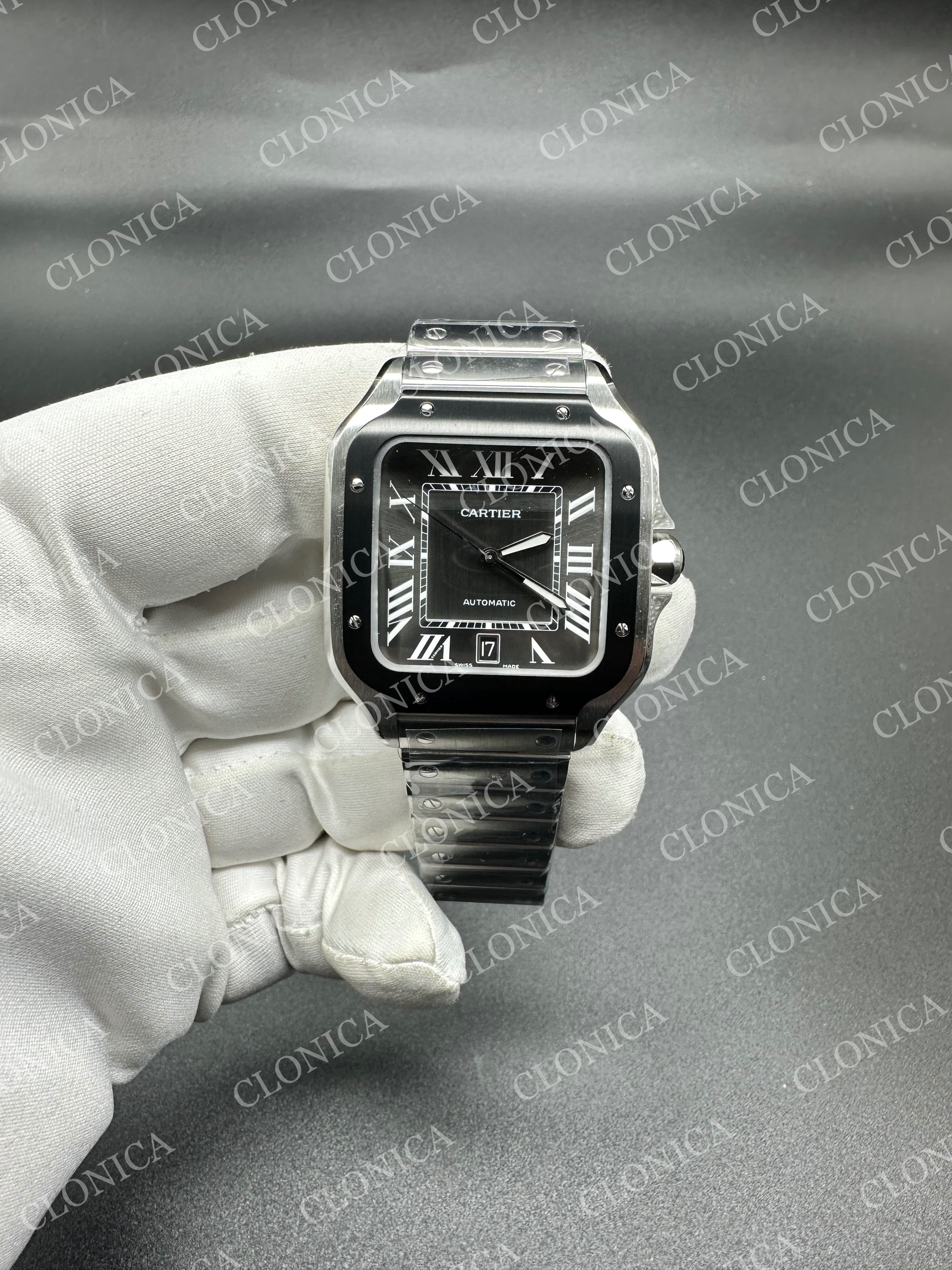 SANTOS DE CARTIER 40MM 1:1 GRAY DIAL ON SS SMARTLINKS BRACELET — view 1