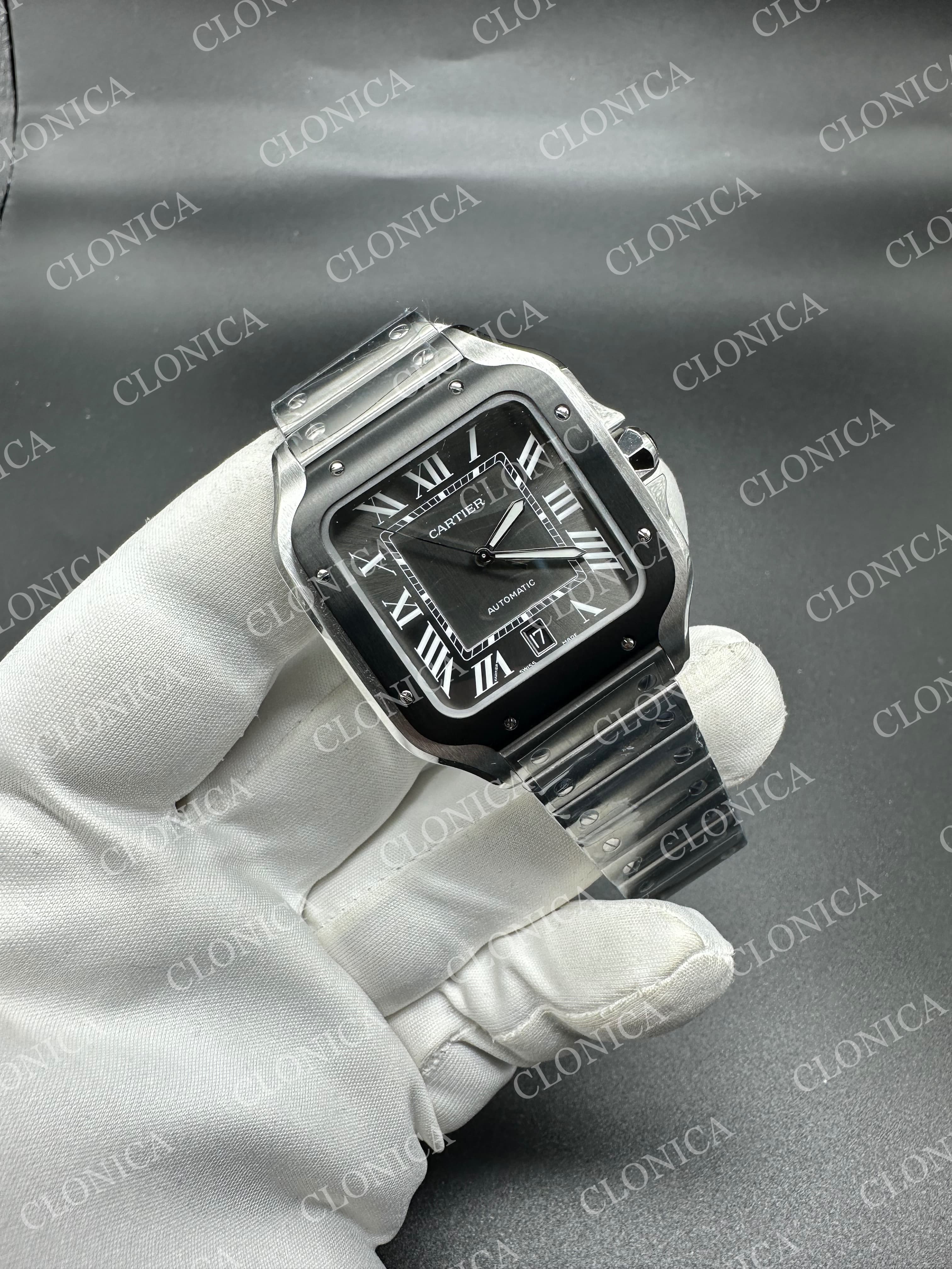 SANTOS DE CARTIER 40MM 1:1 GRAY DIAL ON SS SMARTLINKS BRACELET — view 2