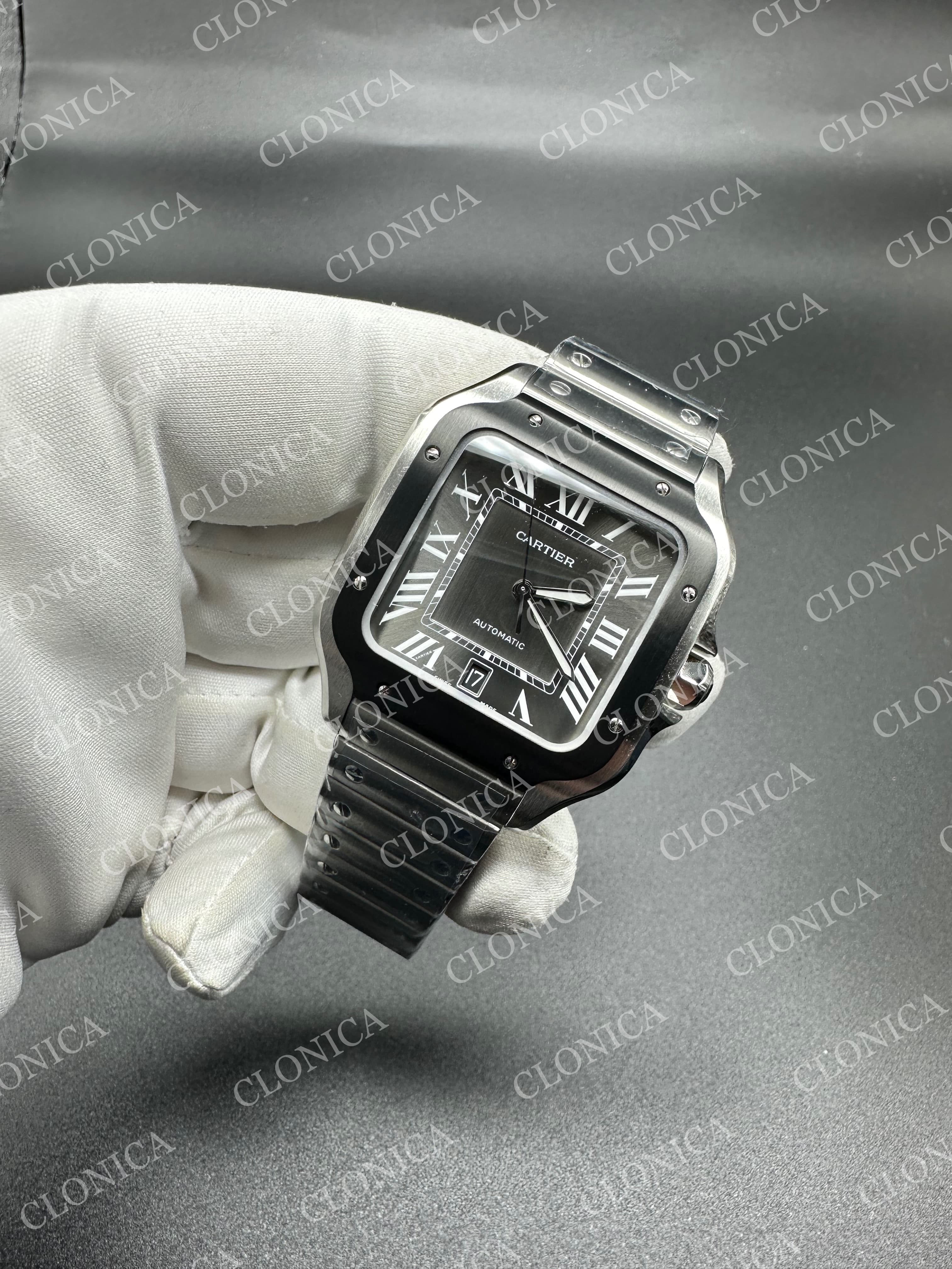 SANTOS DE CARTIER 40MM 1:1 GRAY DIAL ON SS SMARTLINKS BRACELET — view 3