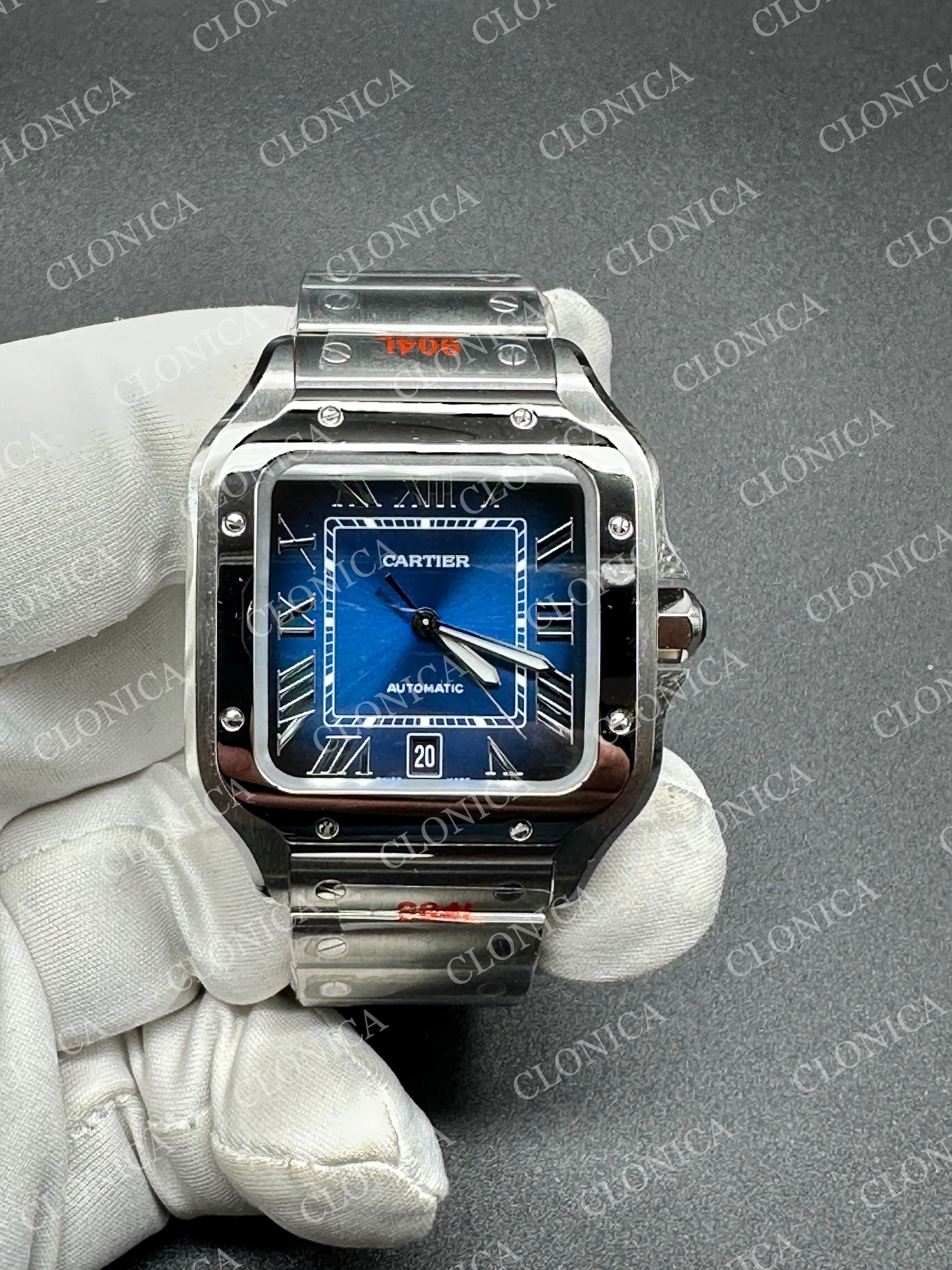 SANTOS DE CARTIER 40MM 1:1 BLUE DIAL ON SS SMARTLINKS BRACELET — view 1