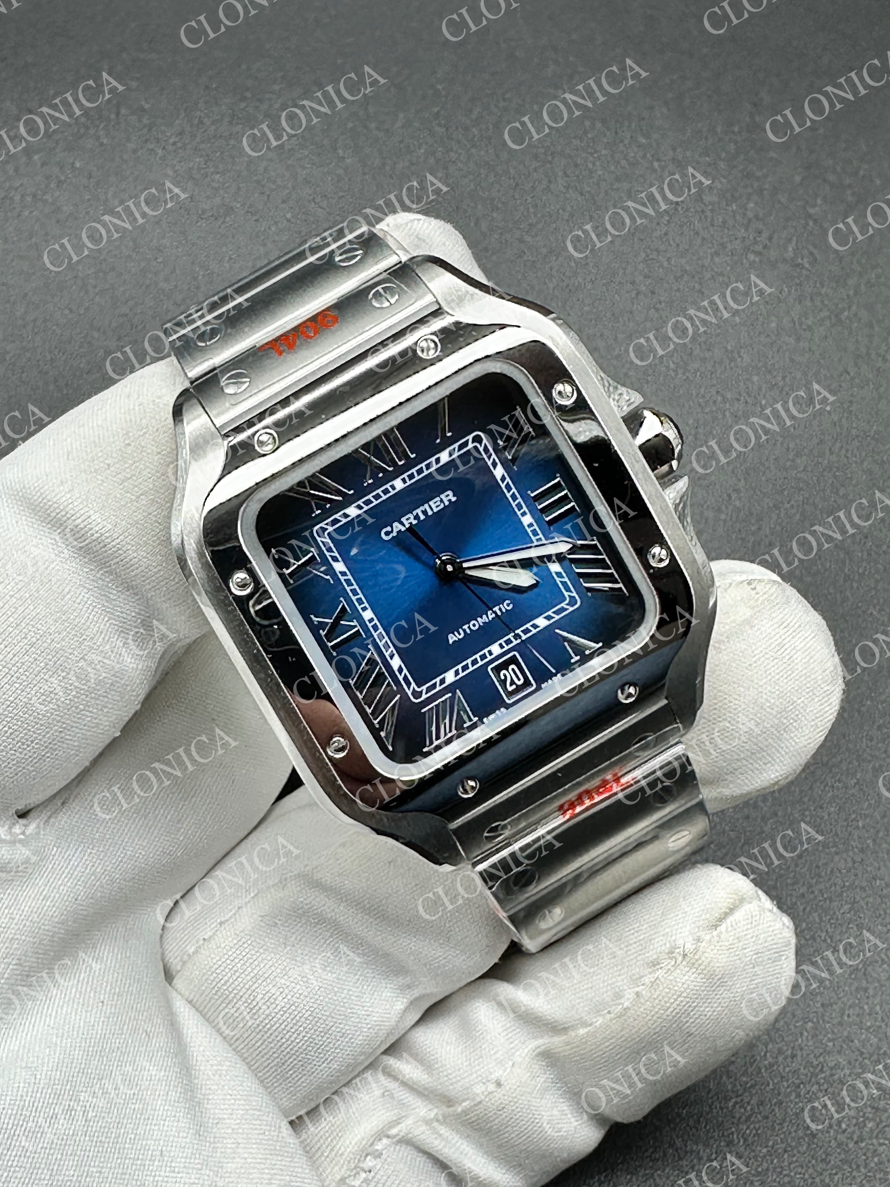 SANTOS DE CARTIER 40MM 1:1 BLUE DIAL ON SS SMARTLINKS BRACELET — view 2