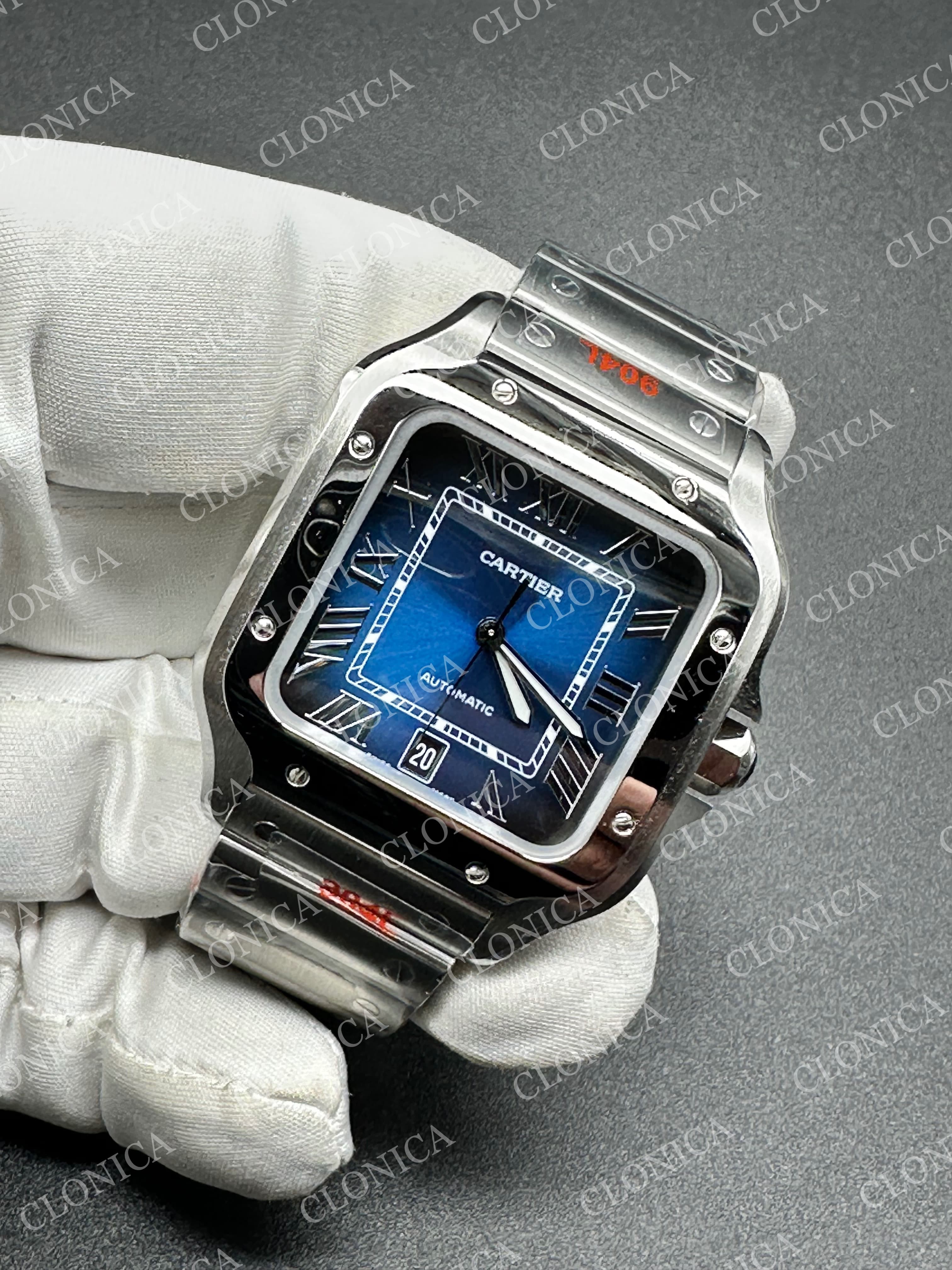 SANTOS DE CARTIER 40MM 1:1 BLUE DIAL ON SS SMARTLINKS BRACELET — view 3