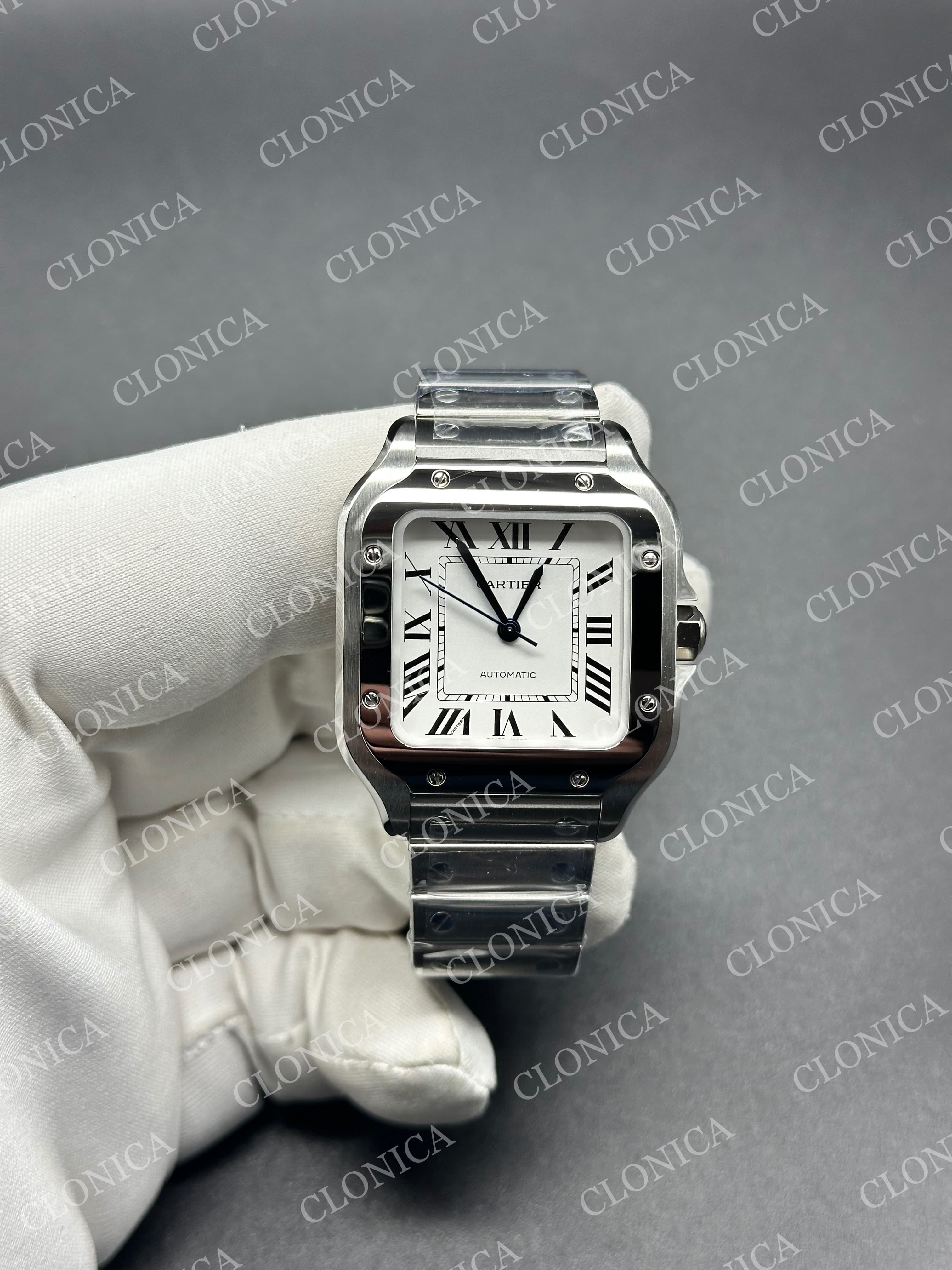 SANTOS DE CARTIER 35MM WHITE DIAL ON SS SMARTLINKS BRACELET — view 1