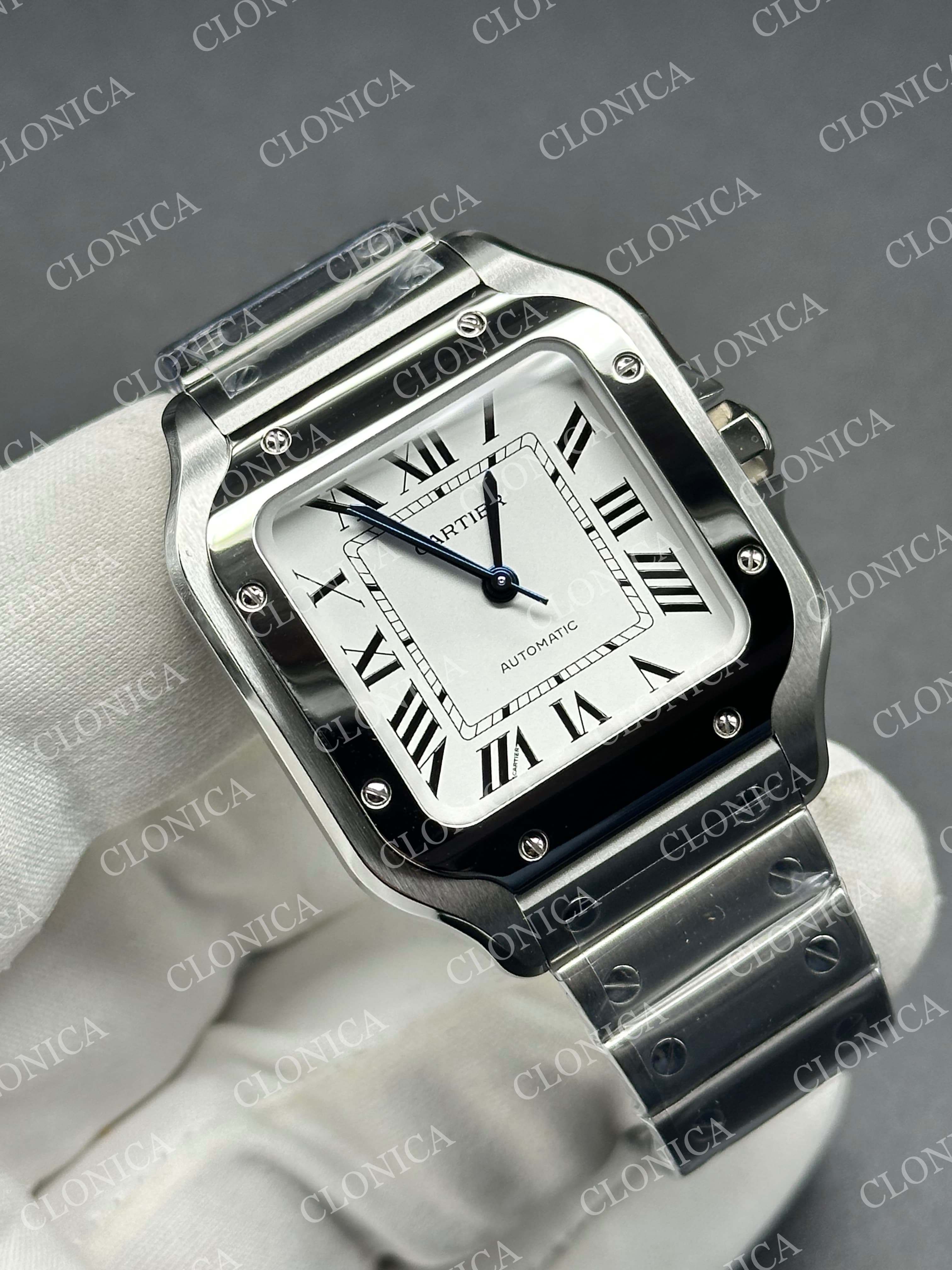 SANTOS DE CARTIER 35MM WHITE DIAL ON SS SMARTLINKS BRACELET — view 2