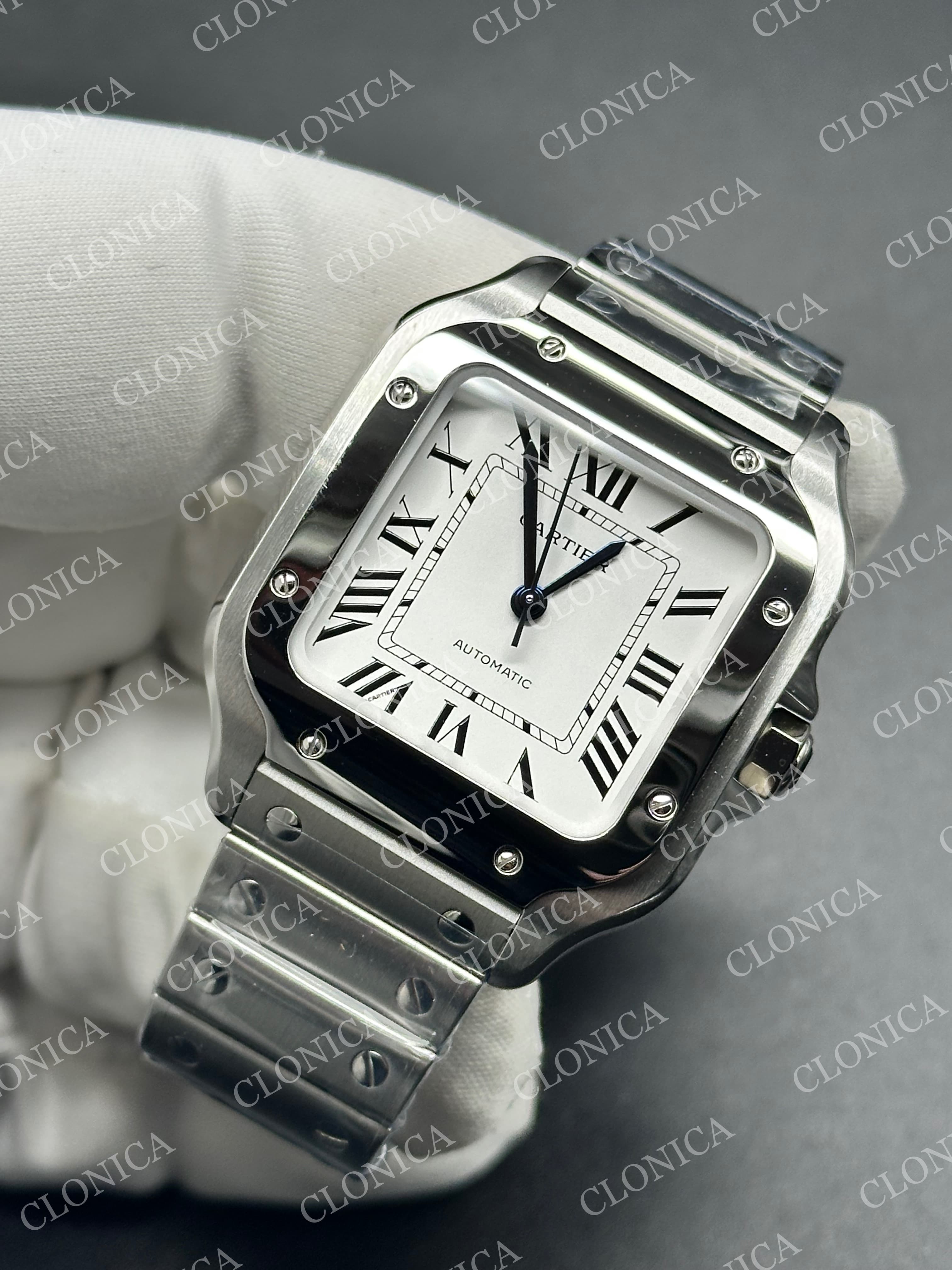 SANTOS DE CARTIER 35MM WHITE DIAL ON SS SMARTLINKS BRACELET — view 3