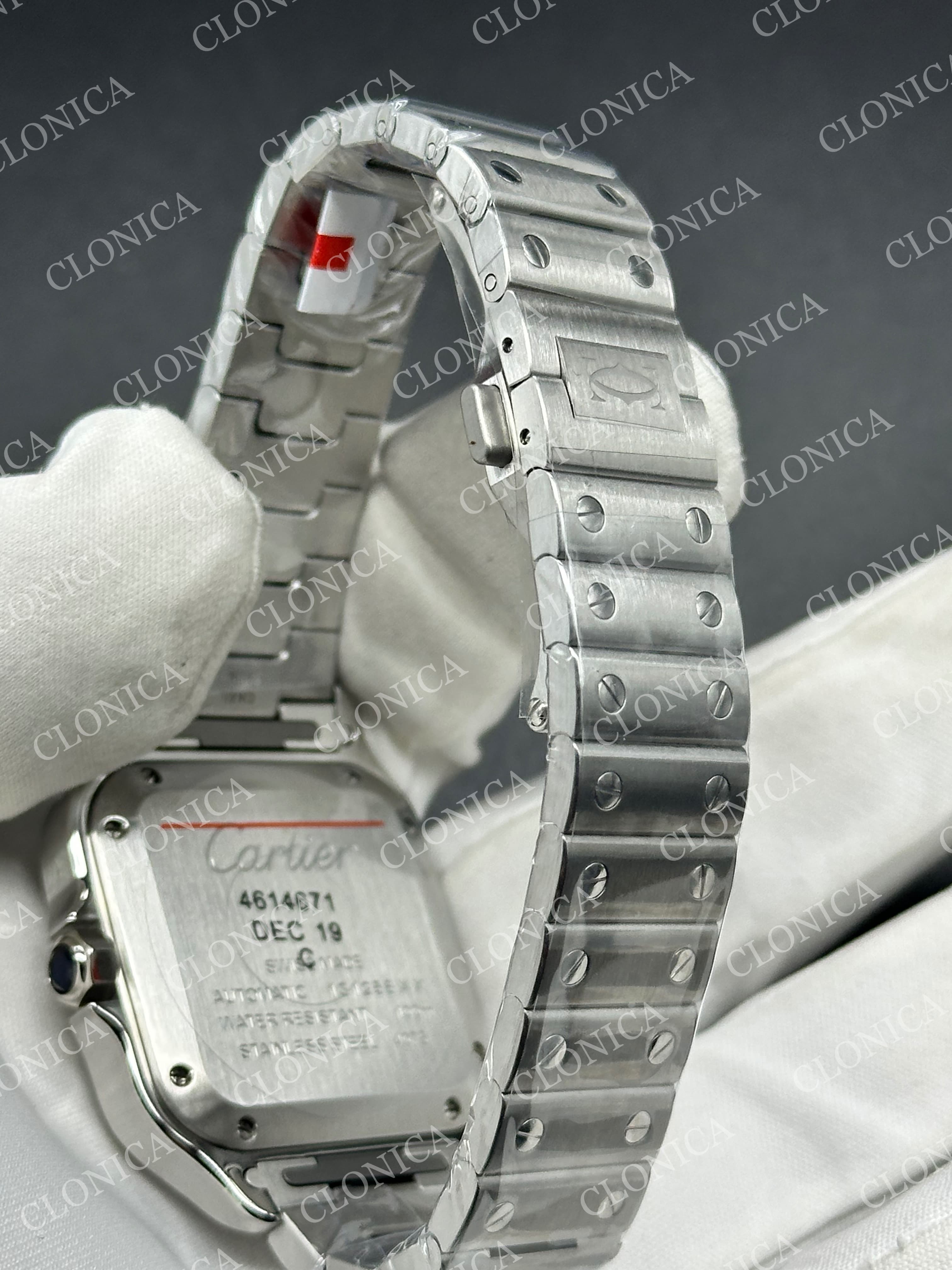 SANTOS DE CARTIER 35MM WHITE DIAL ON SS SMARTLINKS BRACELET — view 5