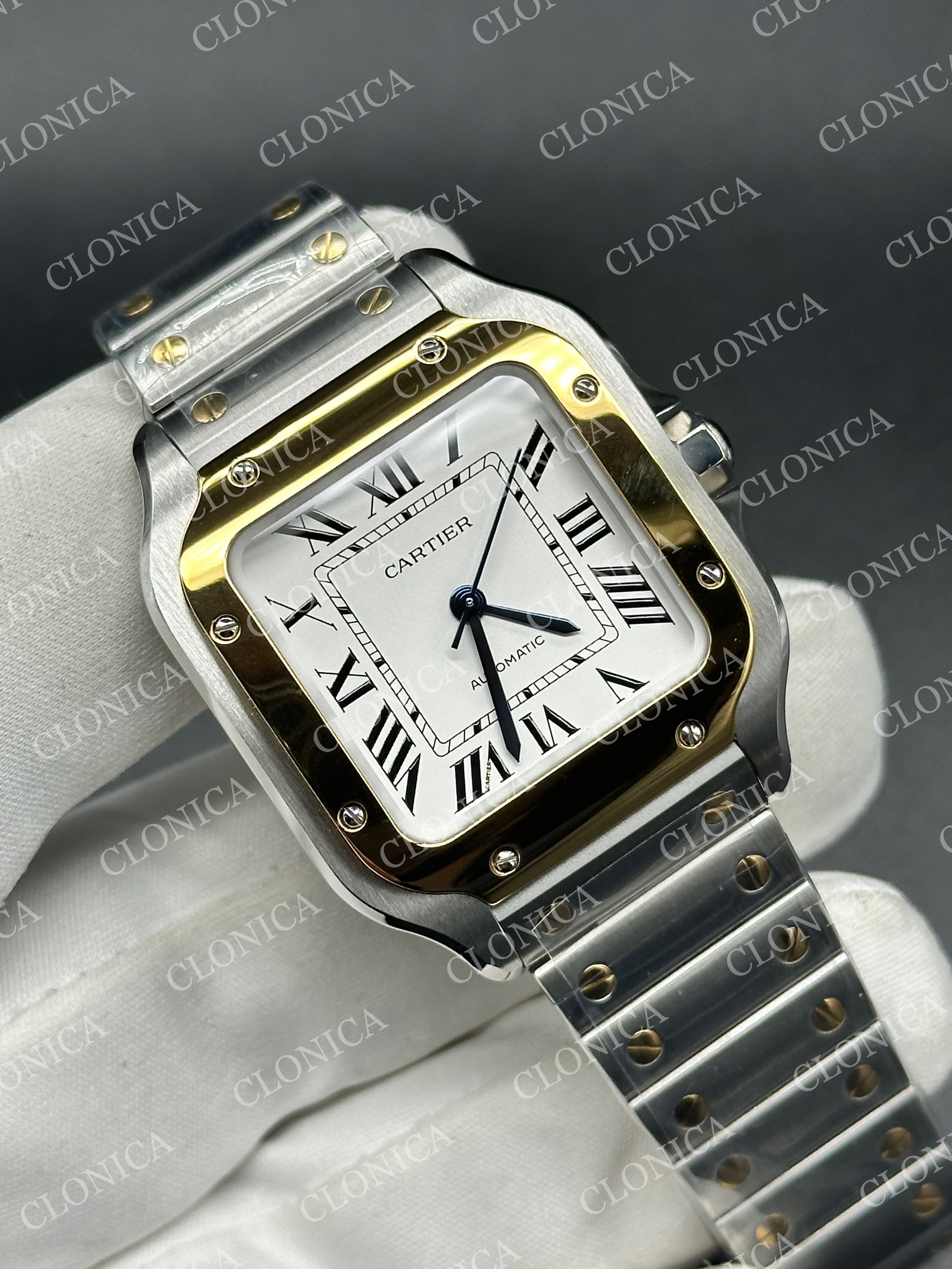 SANTOS DE CARTIER 35MM 2 TONE YG WHITE DIAL ON SS SMARTLINKS BRACELET — view 2