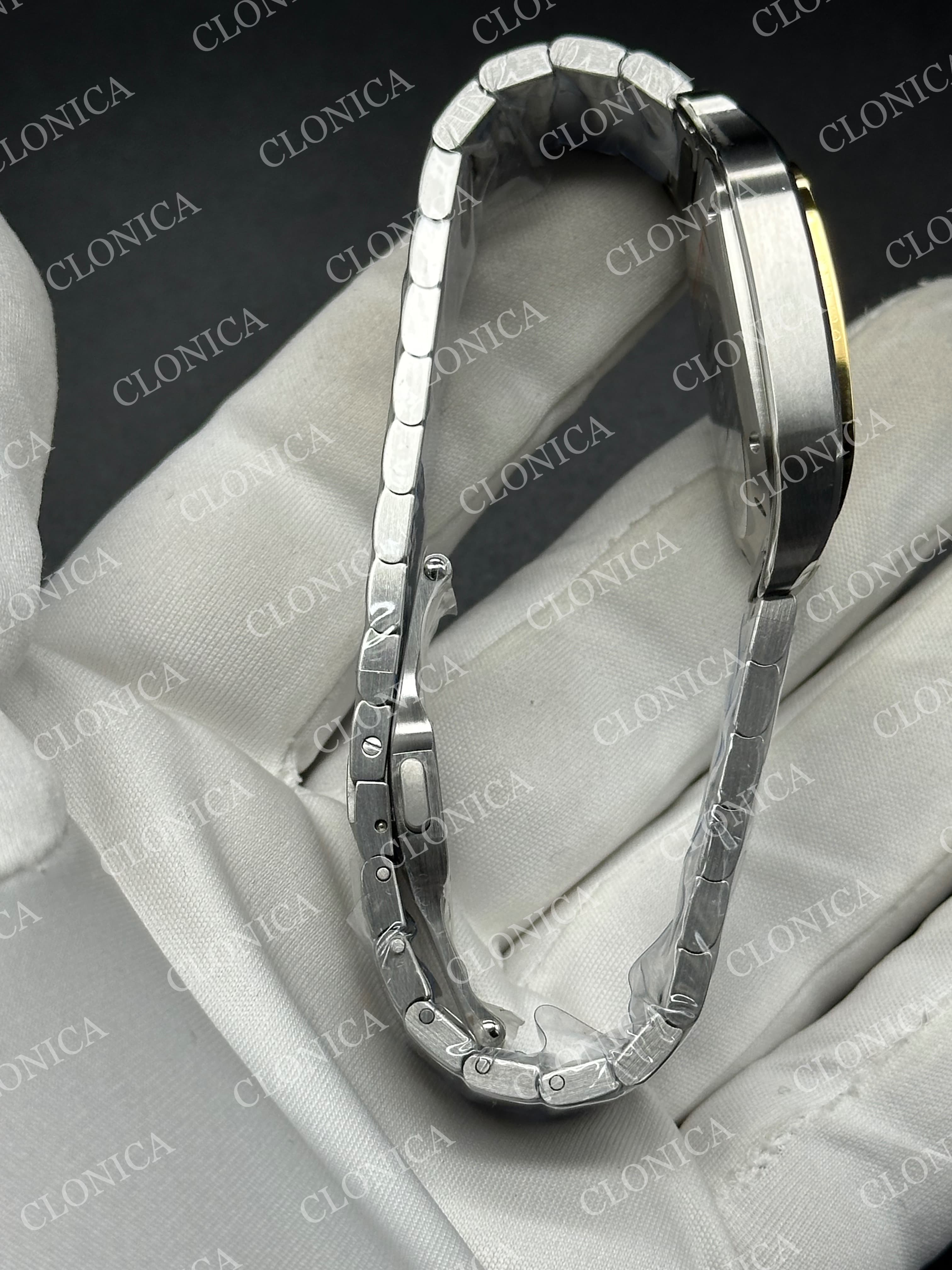 SANTOS DE CARTIER 35MM 2 TONE YG WHITE DIAL ON SS SMARTLINKS BRACELET — view 5