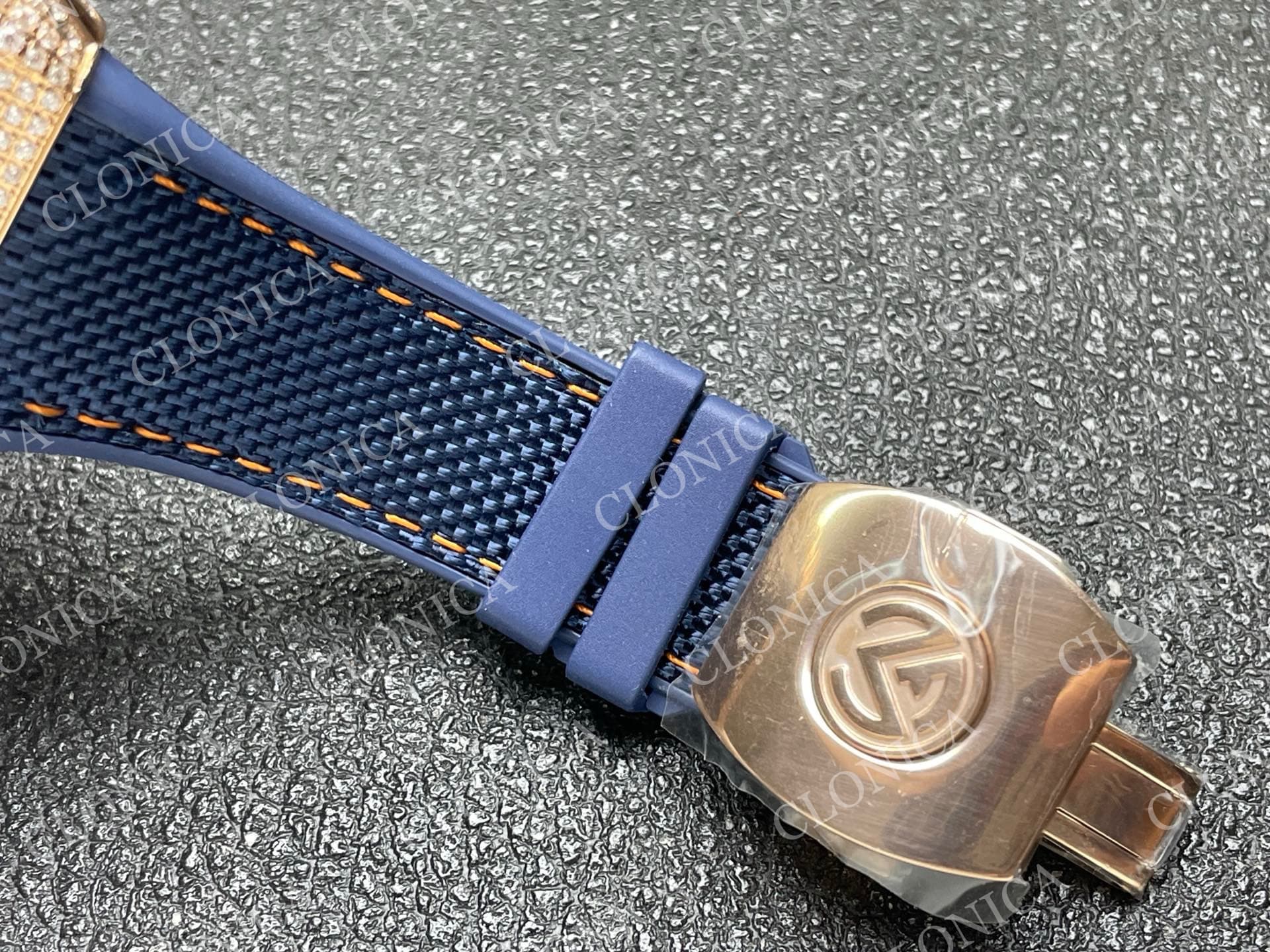 VANGUARD V45 CHRONO BRUSHED SS PAVE CRYSTALS BLUE DIAL — view 5