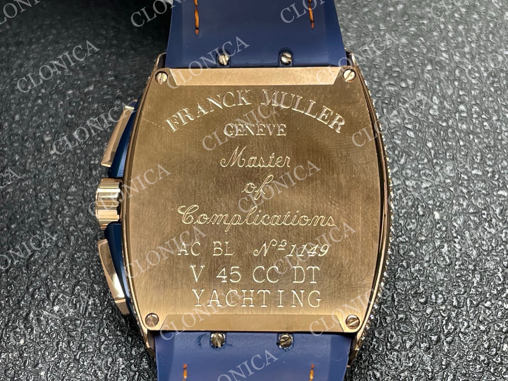 VANGUARD V45 CHRONO BRUSHED SS PAVE CRYSTALS BLUE DIAL — view 8