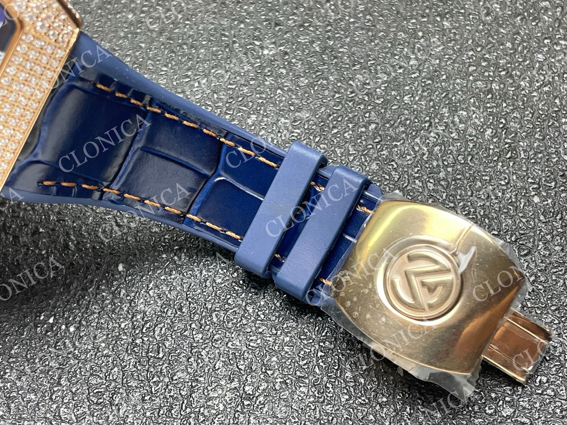 VANGUARD V45 CHRONO BRUSHED SS PAVE CRYSTALS DIAMOND DIAL — view 5