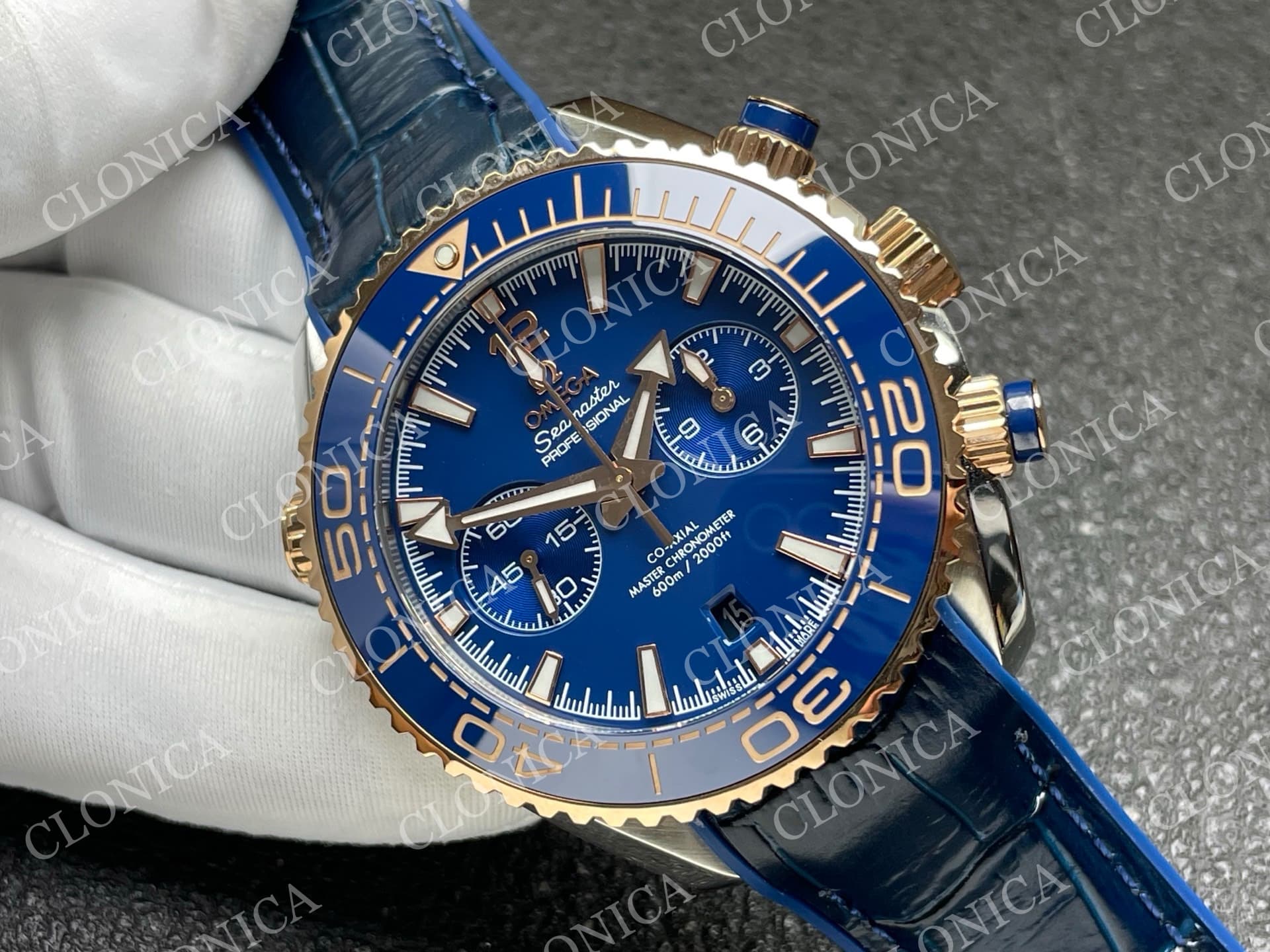PLANET OCEAN MASTER CHRONOMETER BLUE ROSE CERAMIC BEZEL BLUE DIAL — view 2