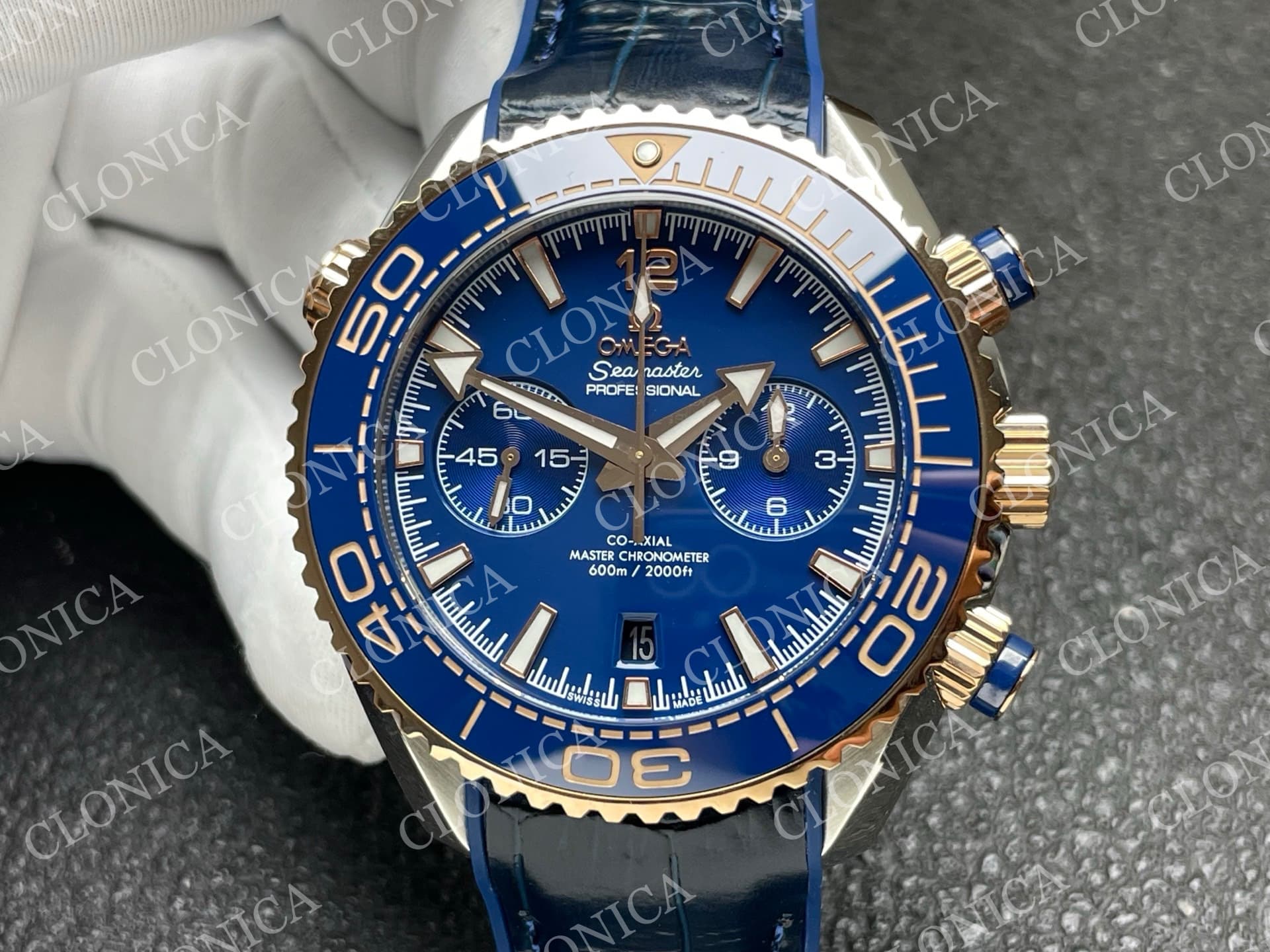 PLANET OCEAN MASTER CHRONOMETER BLUE ROSE CERAMIC BEZEL BLUE DIAL — view 3