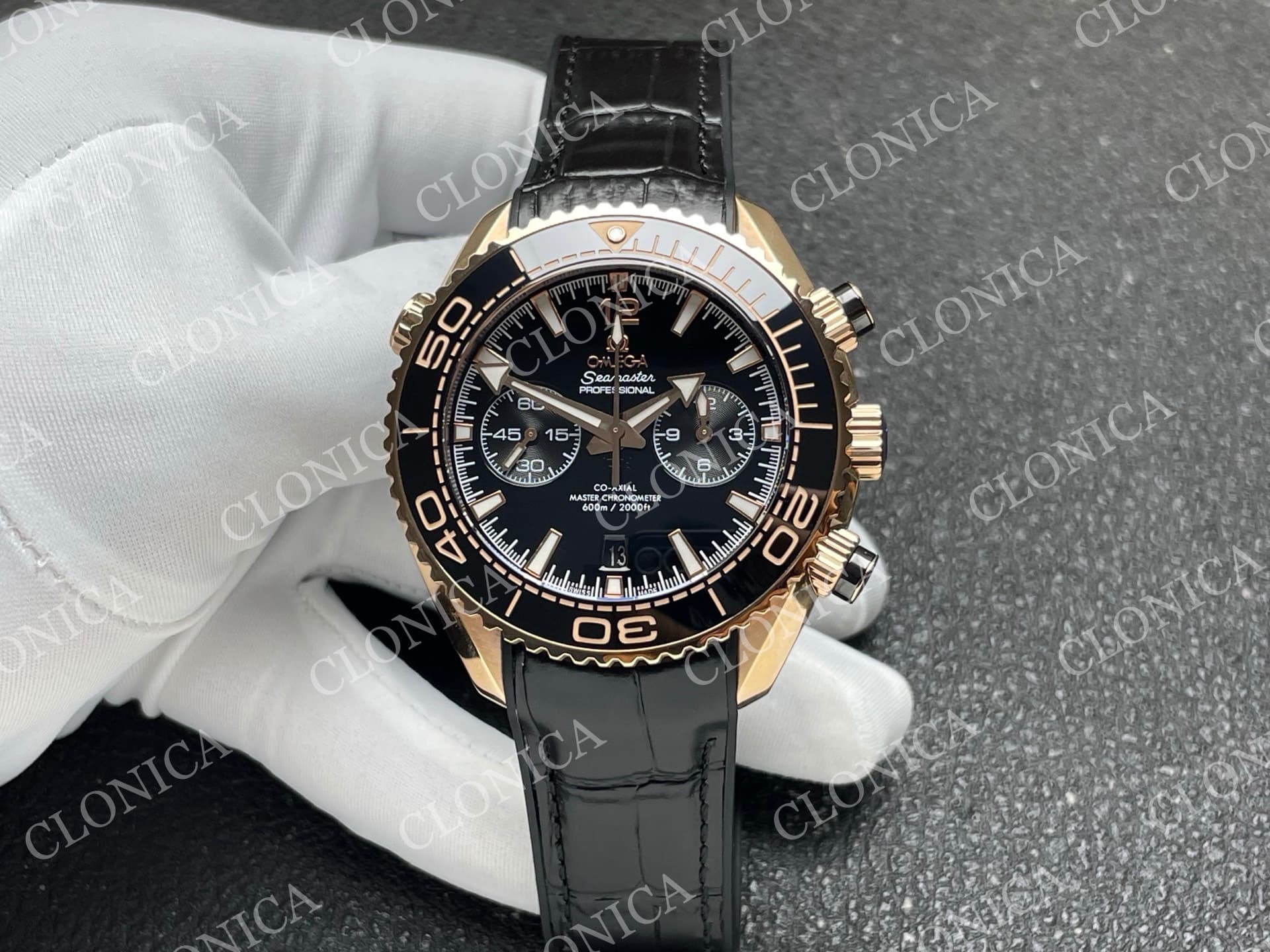 PLANET OCEAN MASTER CHRONOMETER BLACK ROSE CERAMIC BEZEL BLACK DIAL — view 1
