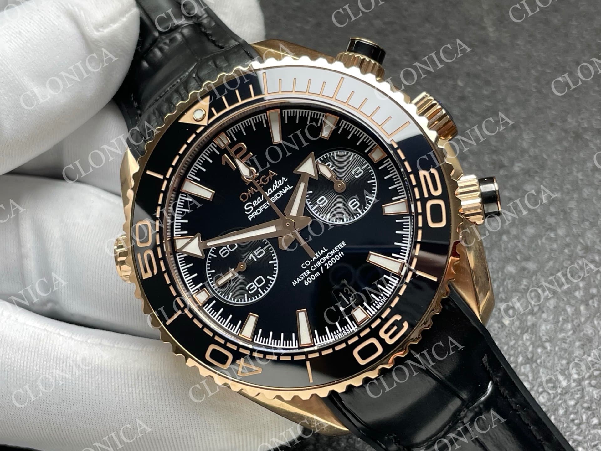 PLANET OCEAN MASTER CHRONOMETER BLACK ROSE CERAMIC BEZEL BLACK DIAL — view 2