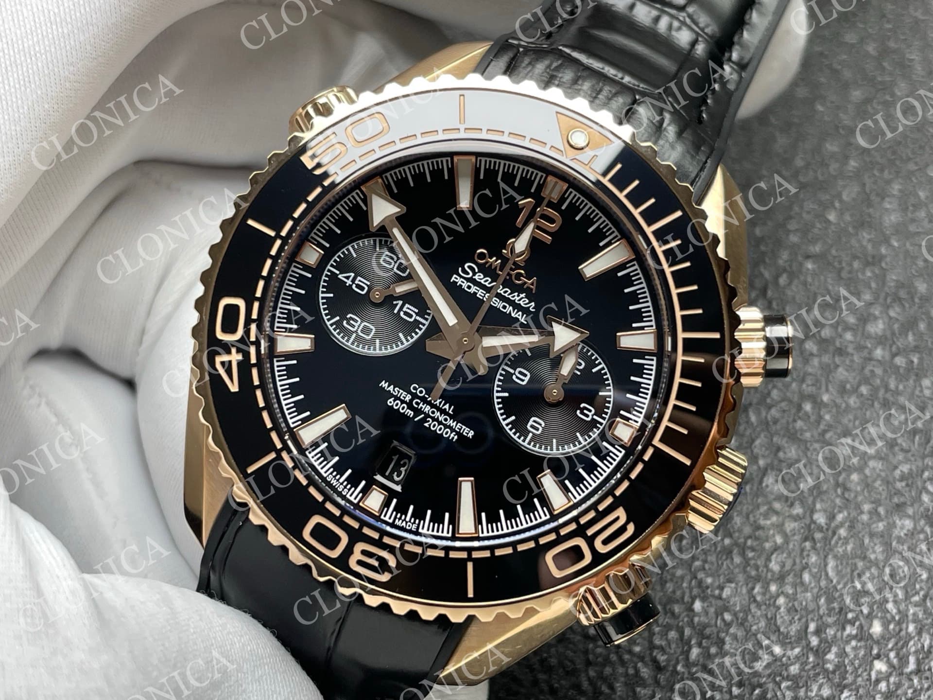 PLANET OCEAN MASTER CHRONOMETER BLACK ROSE CERAMIC BEZEL BLACK DIAL — view 4