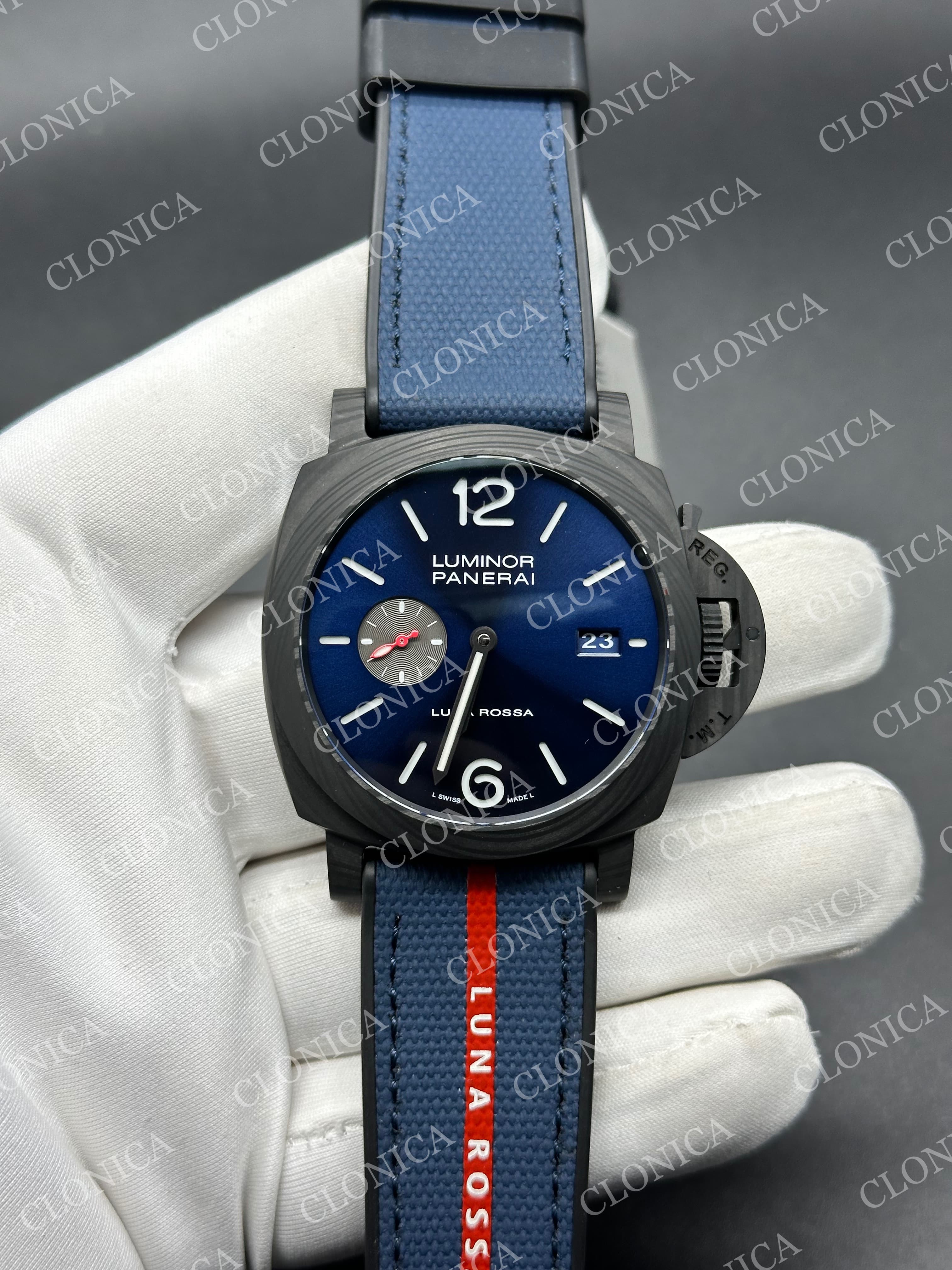 PAM1529 CARBOTECH 1:1 BLUE DIAL ON BLUE KEVLAR COMPOSITE STRAP P.9010 CLONE — view 1