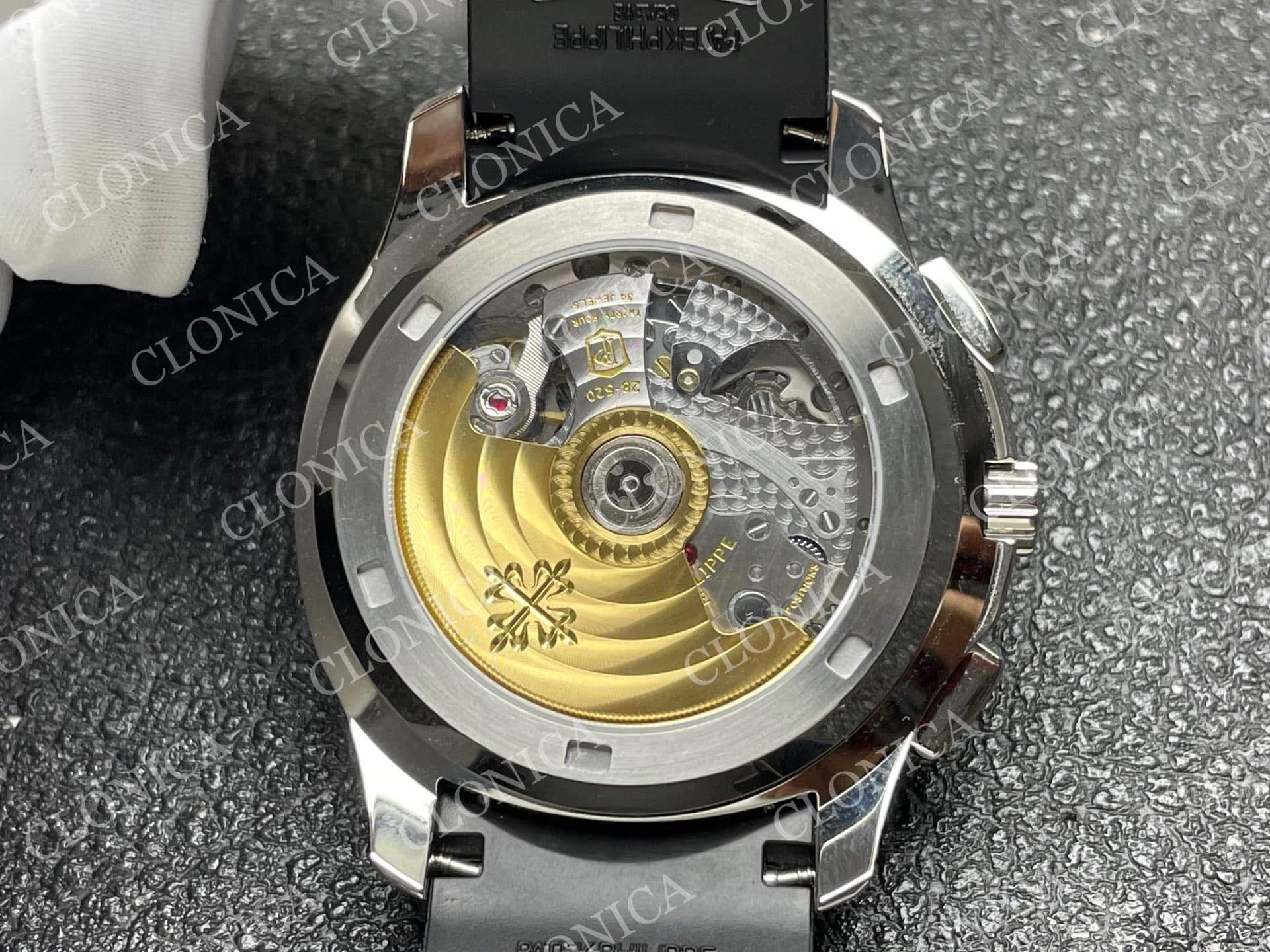 AQUANAUT 5968 SS GRAY DIAL ON BLACK RUBBER STRAP — view 8