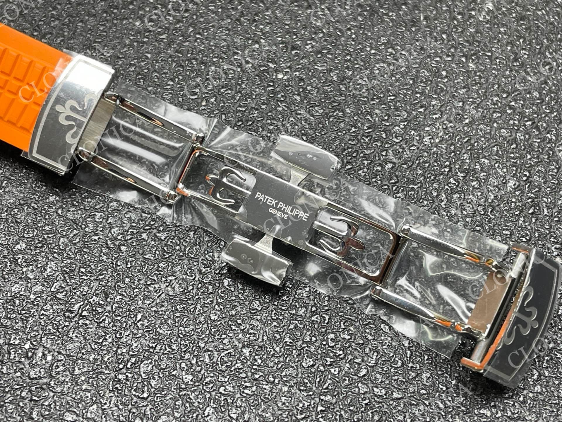 AQUANAUT 5167 SS BLACK DIAL ON ORANGE STRAP — view 6