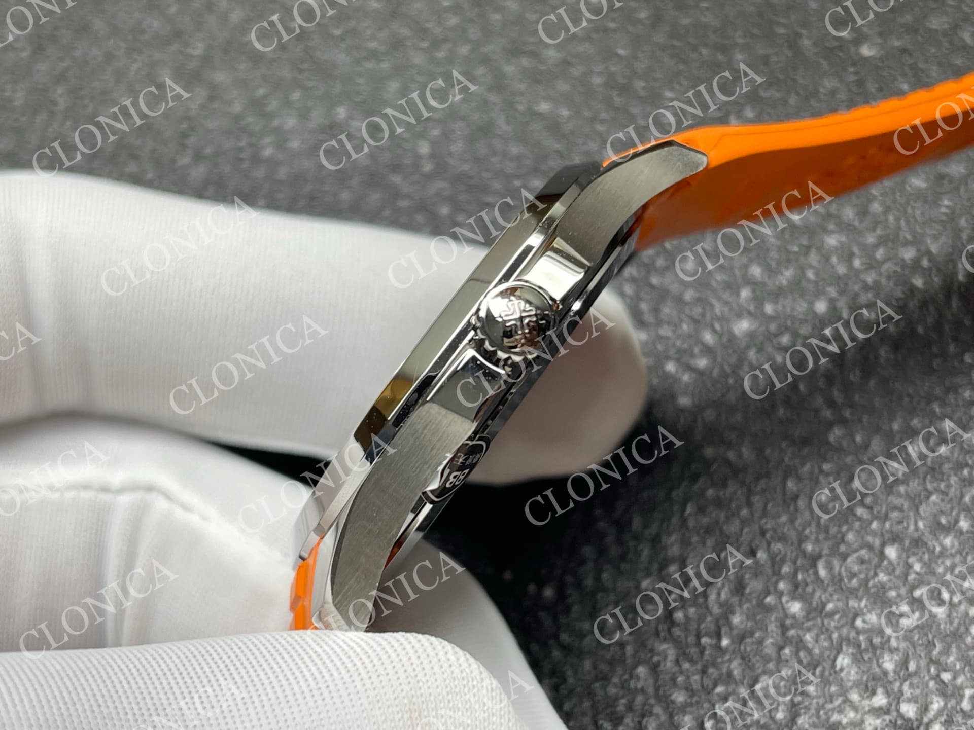 AQUANAUT 5167 SS BLACK DIAL ON ORANGE STRAP — view 7