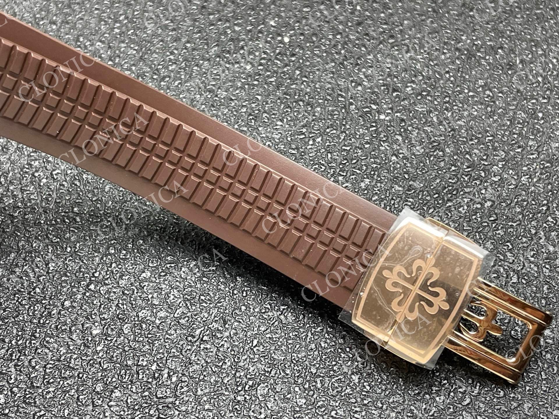 AQUANAUT 5167 RG BROWN DIAL ON BROWN RUBBER STRAP — view 4