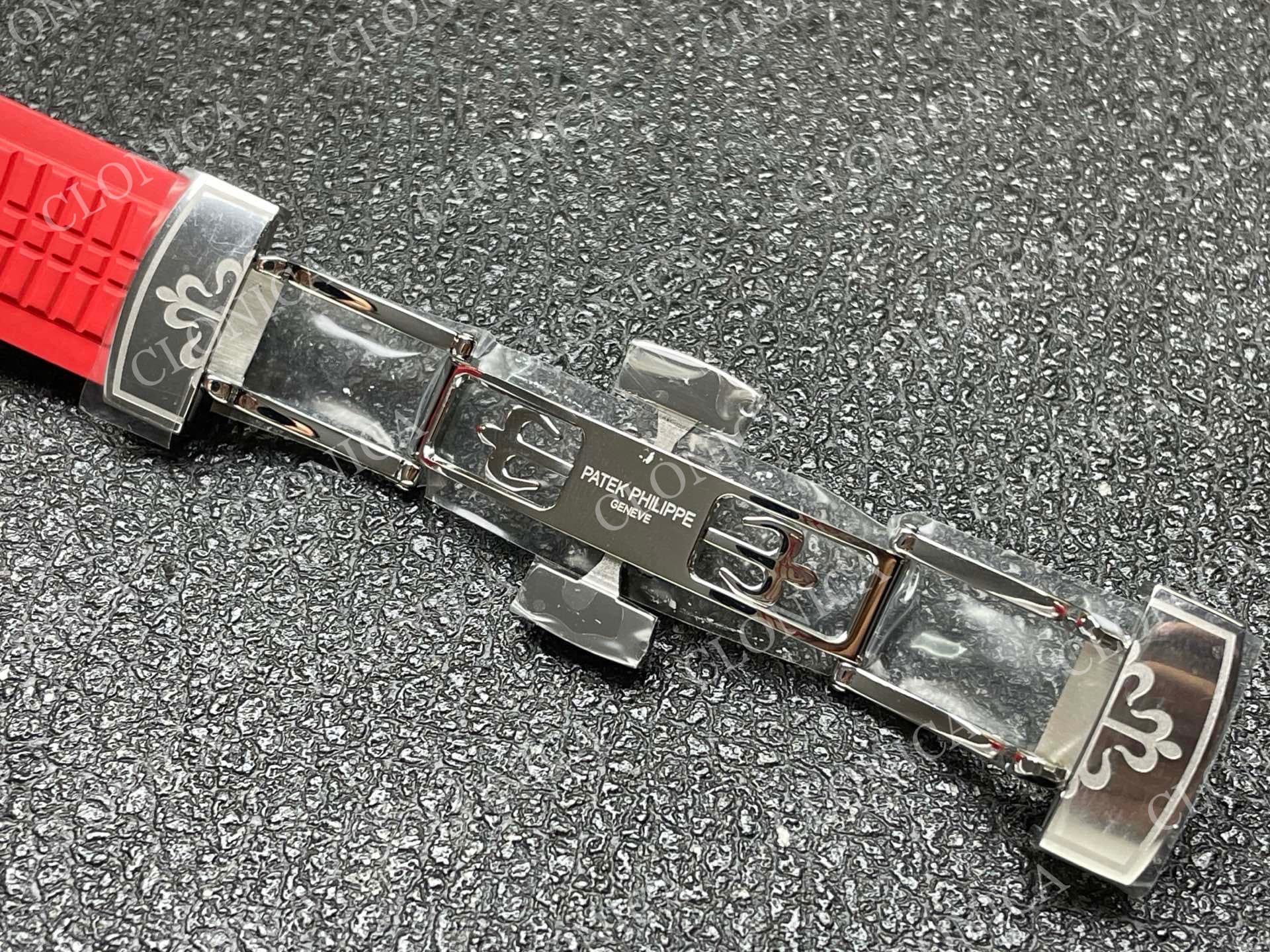 AQUANAUT 5167 SINGAPORE 2019 SS BLACK DIAL ON RED STRAP — view 6