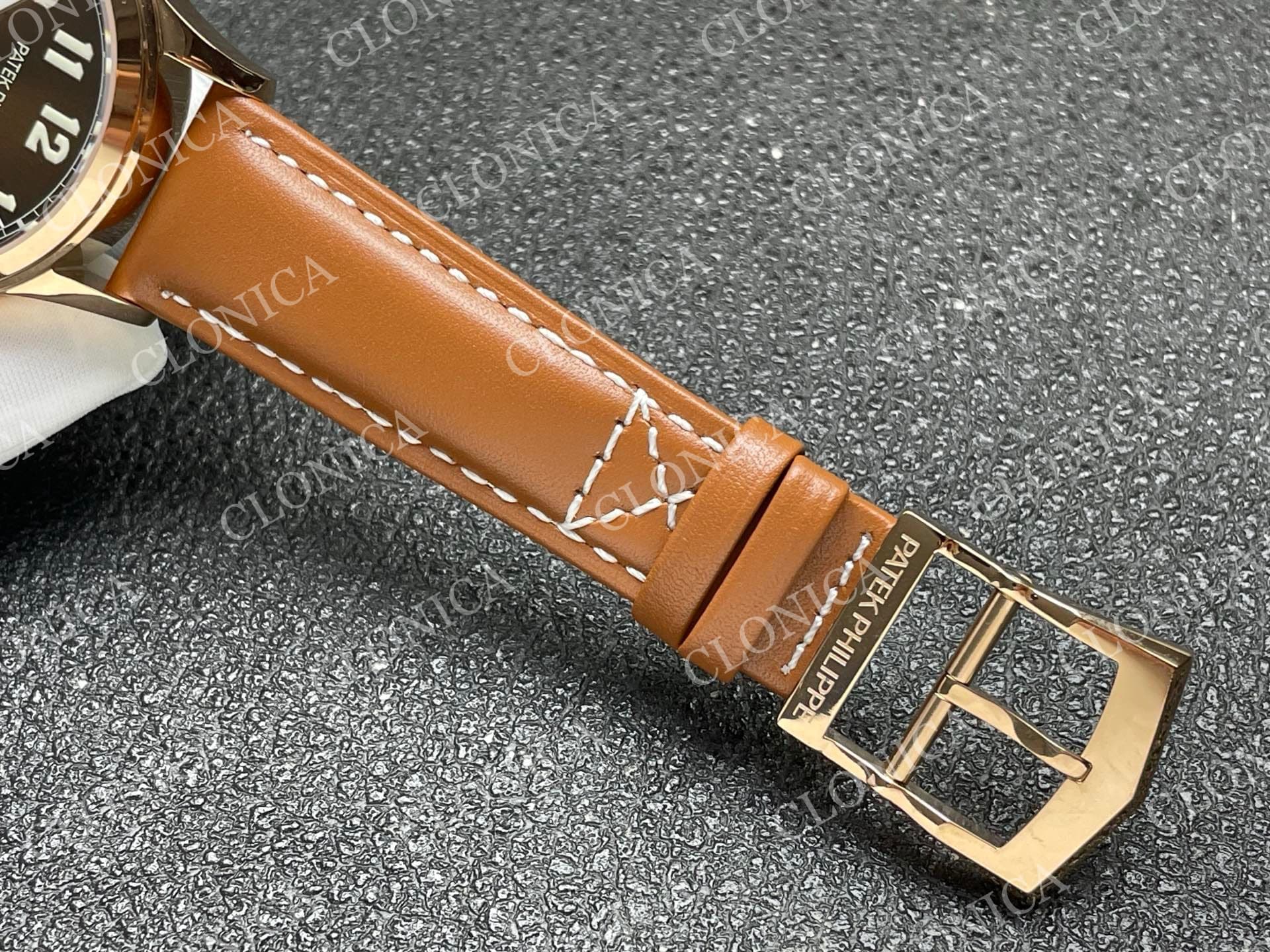 CALAVATRA TRAVEL TIME 5524 RG BROWN DIAL ON BROWN LEATHER STRAP — view 5