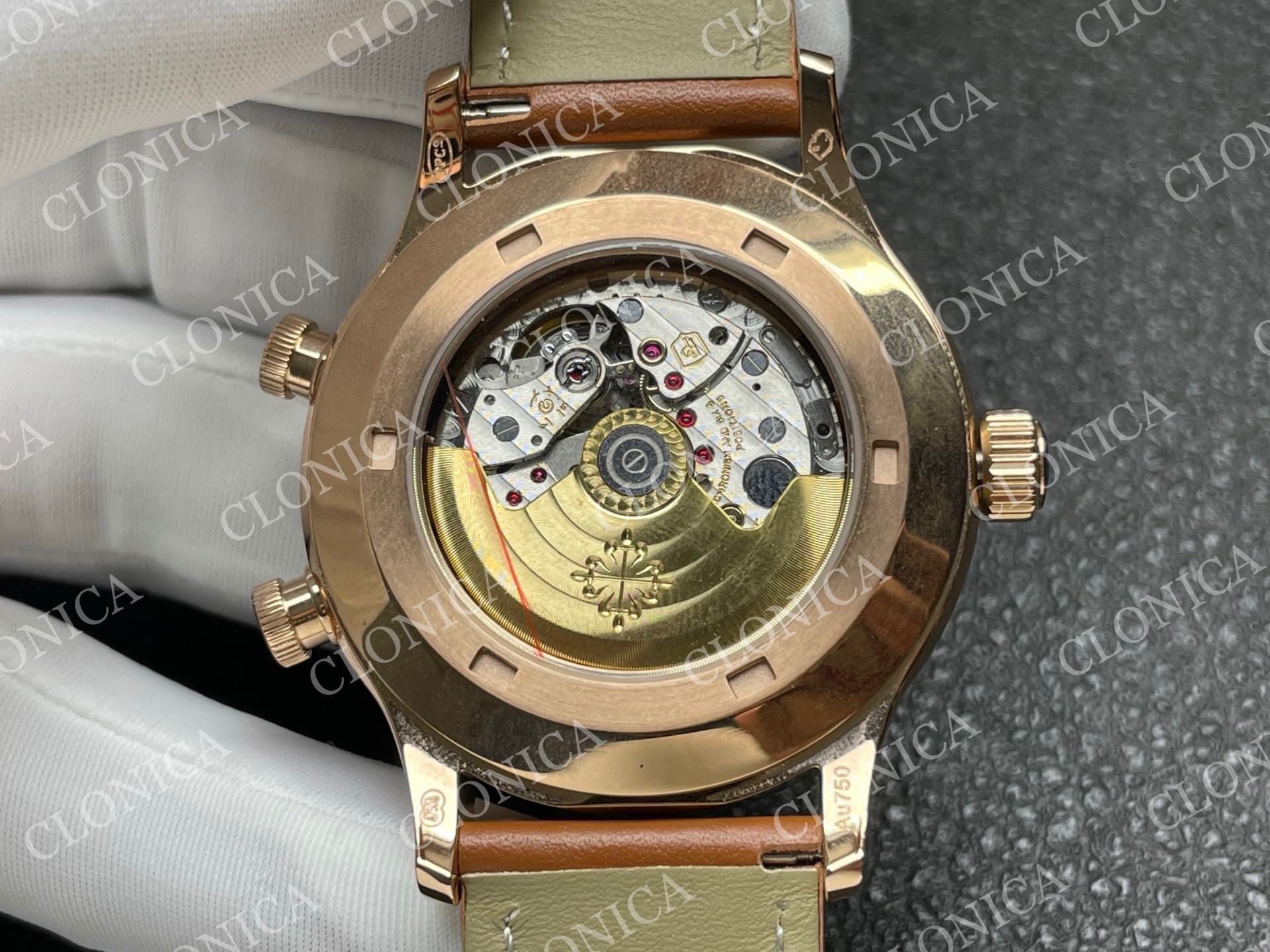 CALAVATRA TRAVEL TIME 5524 RG BROWN DIAL ON BROWN LEATHER STRAP — view 8