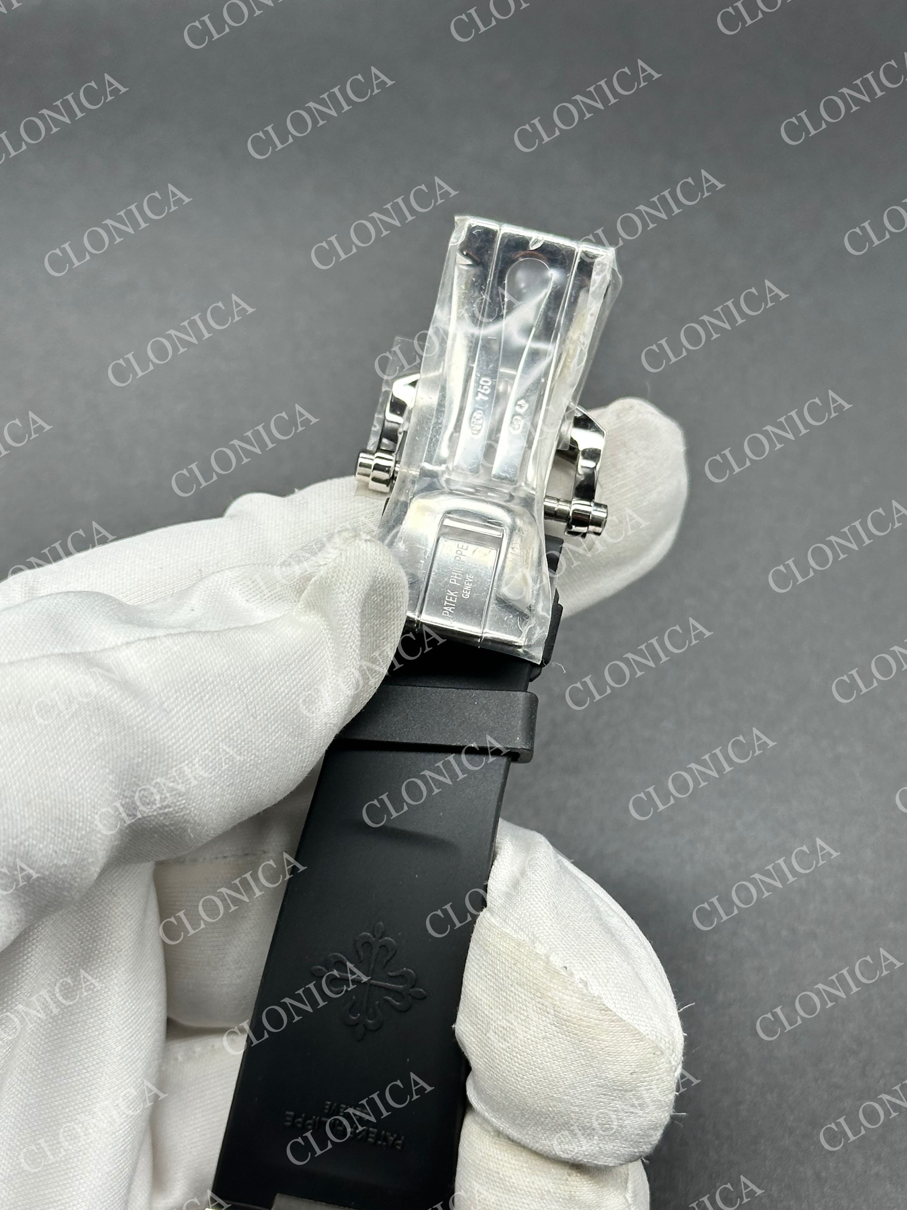 NAUTILUS 5726 FULL FUNCTION SS GRAY DIAL ON BLACK RUBBER STRAP — view 7