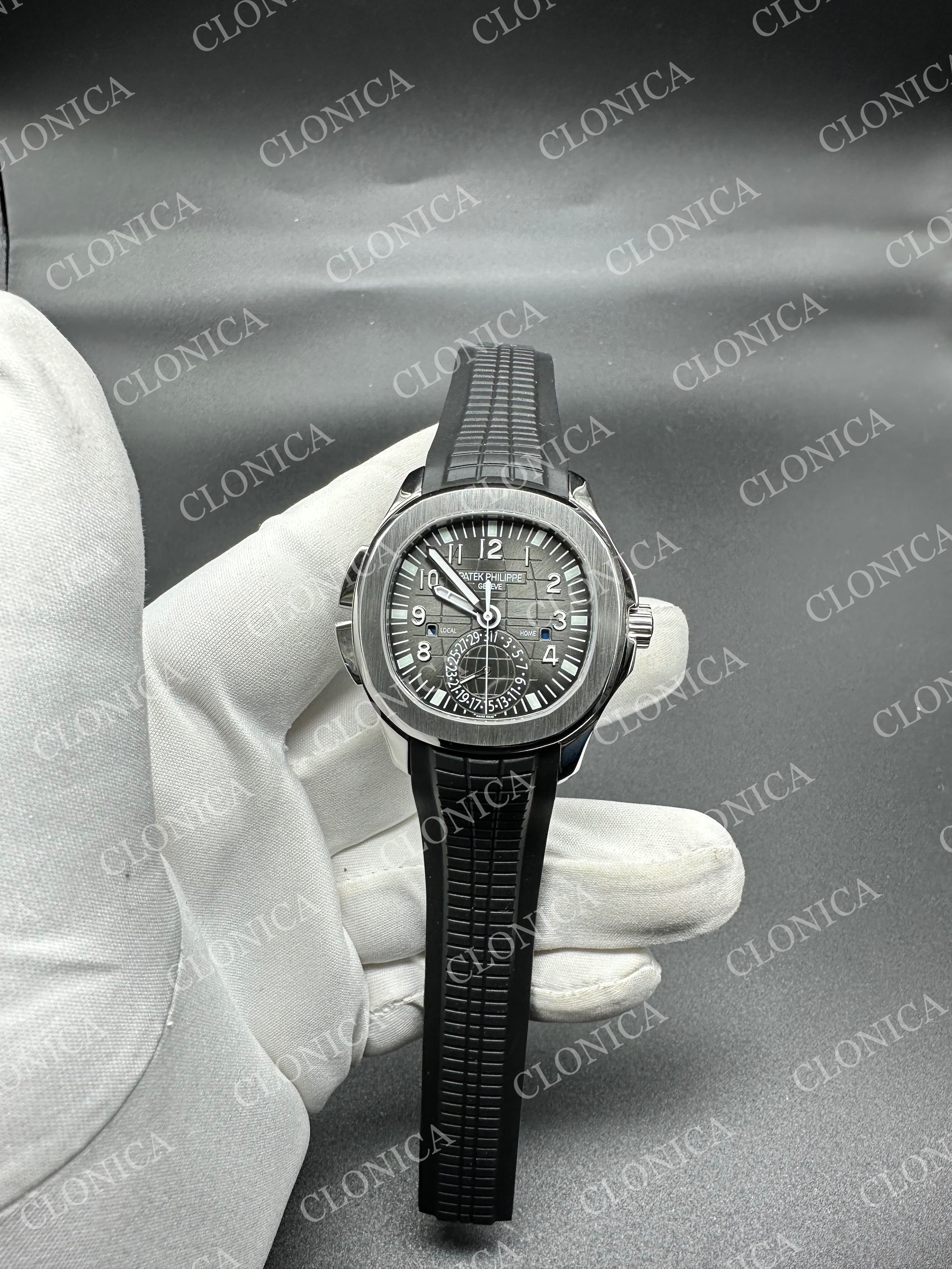 AQUANAUT 5164G SS BLACK DIAL ON BKACK RUBBER — view 1