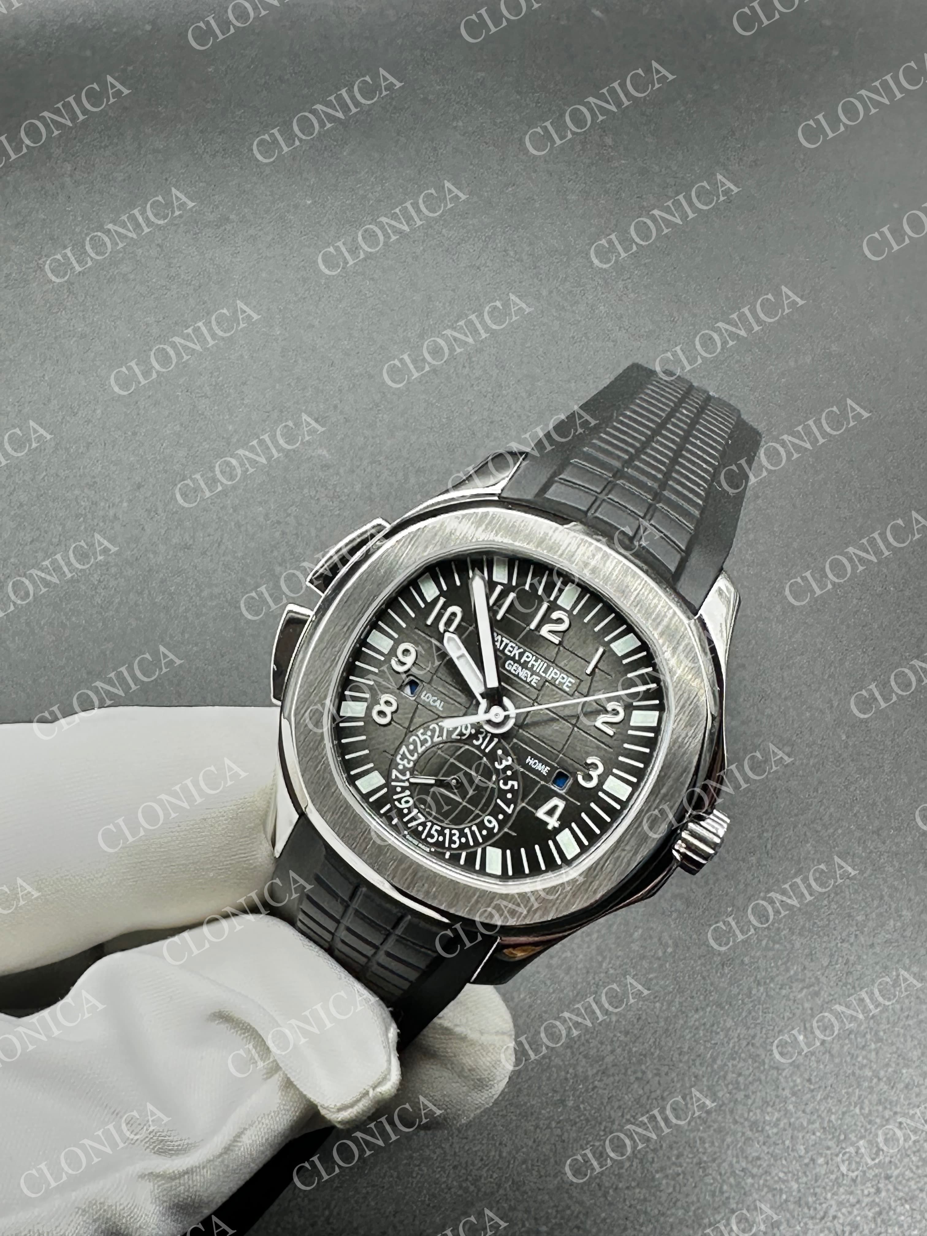 AQUANAUT 5164G SS BLACK DIAL ON BKACK RUBBER — view 3