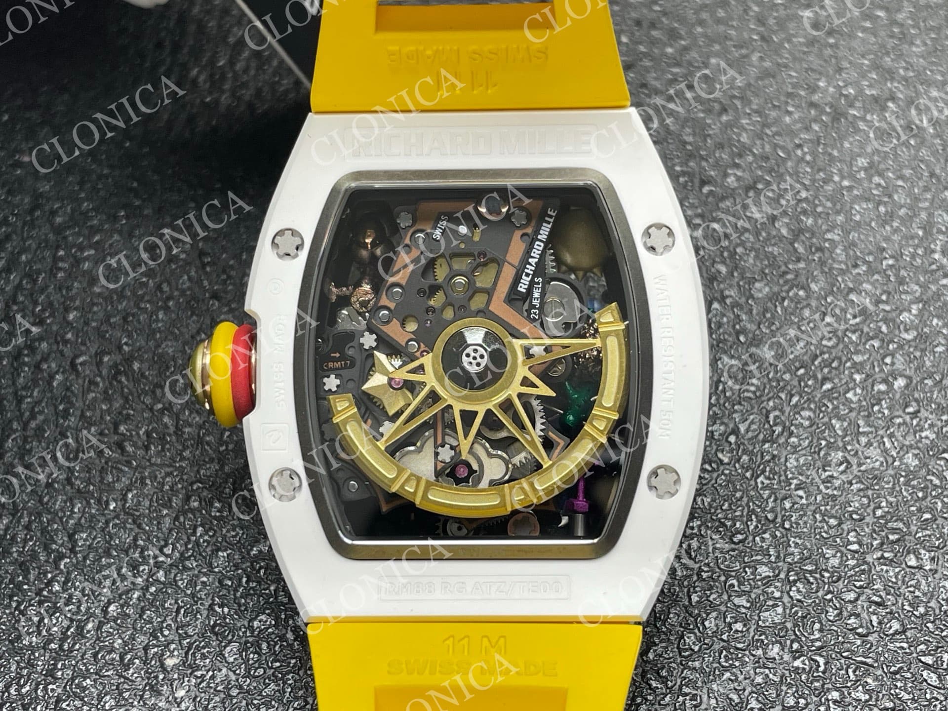 RM88 TOURBILLON SMILEY WHITE CERAMIC RMF BEST EDITION ON YELLOW RUBBER STRAP — view 8
