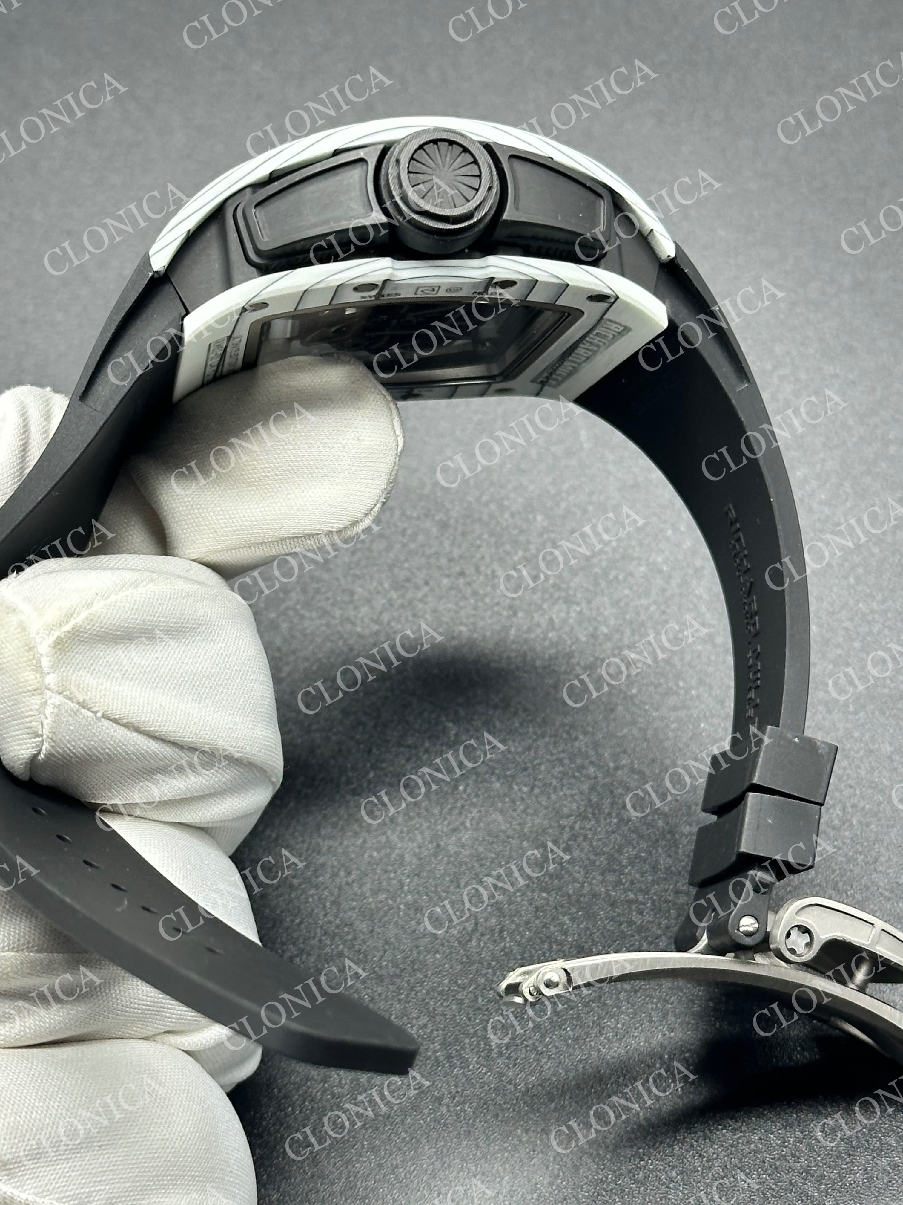 RM061-01 YOHAN BLAKE WHITE NTPT ON BLACK RUBBER STRAP RMUL2 SUPER CLONE — view 4