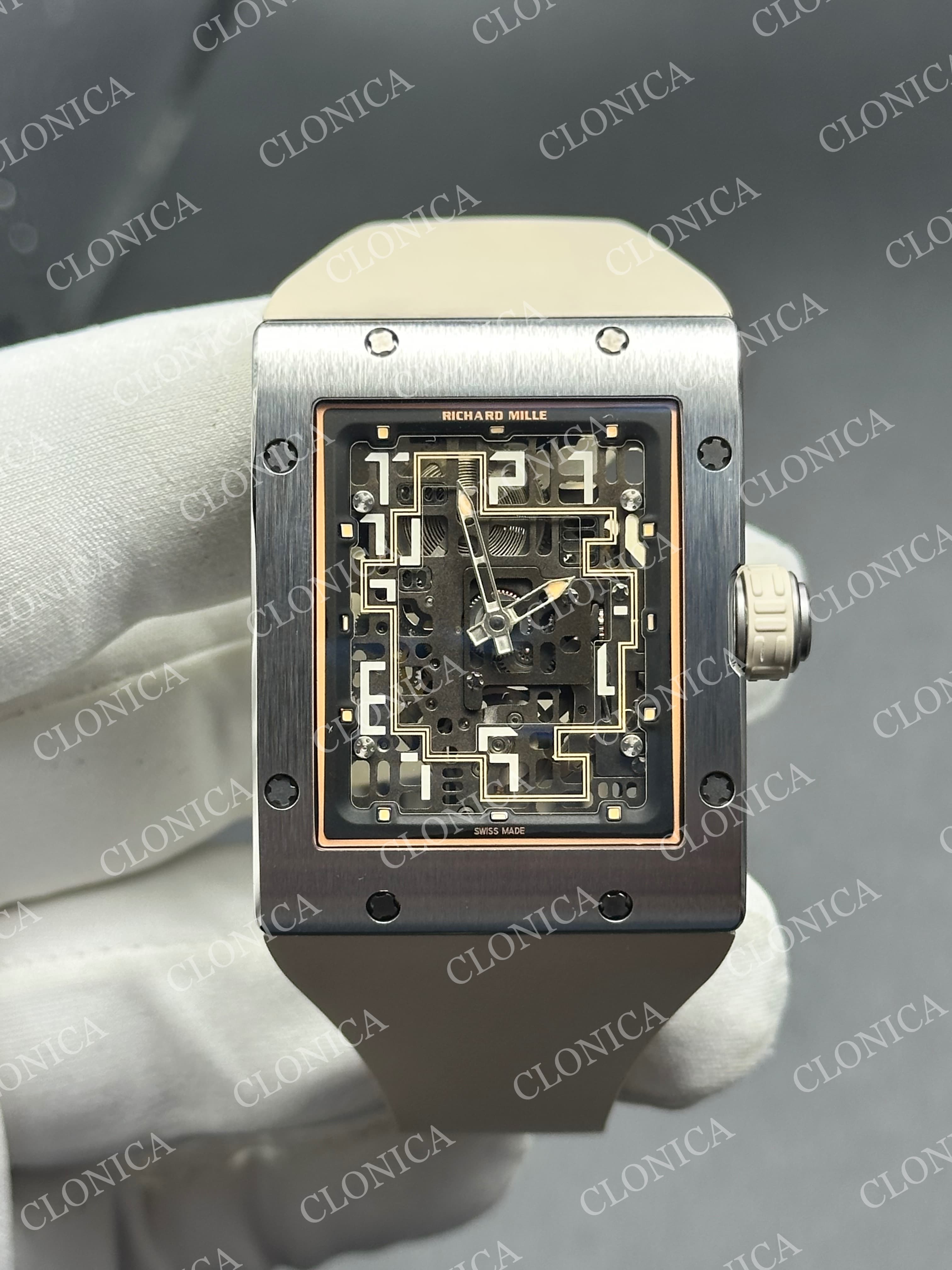 RM16-02 TITANIUM SKELETON DIAL ON CREAM RUBBER STRAP CRMA9