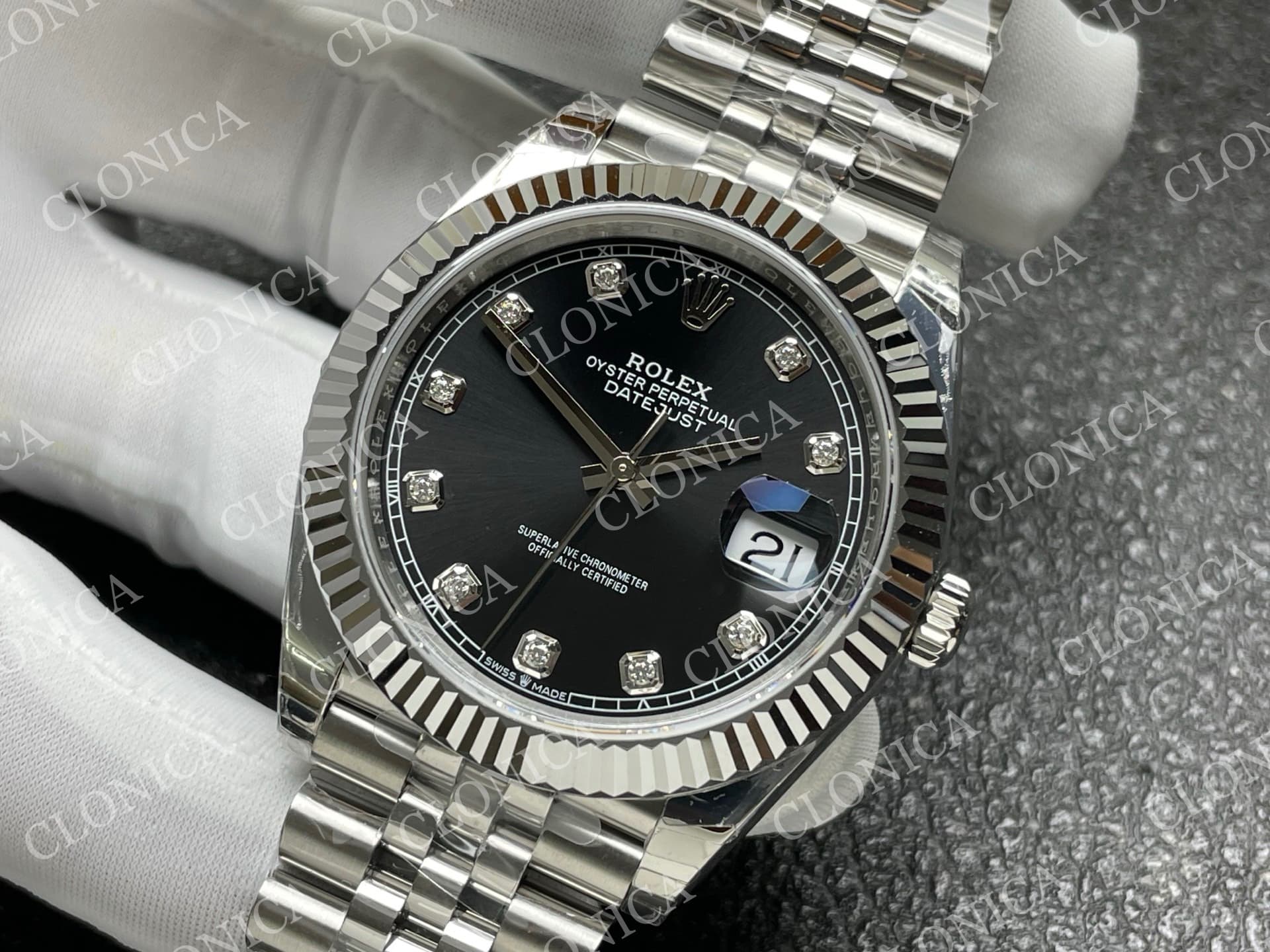 DATEJUST 41 126334 904L SS BLACK DIAMOND DIAL — view 4