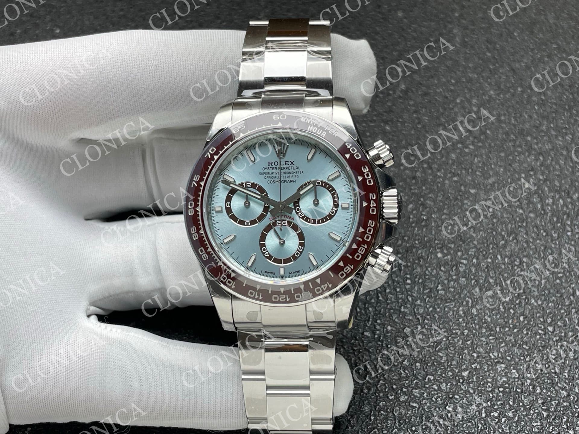 DAYTONA 126506 GAIN WEIGHT ICE BLUE DIAL STICK MARKERS ON BRACELET — view 1