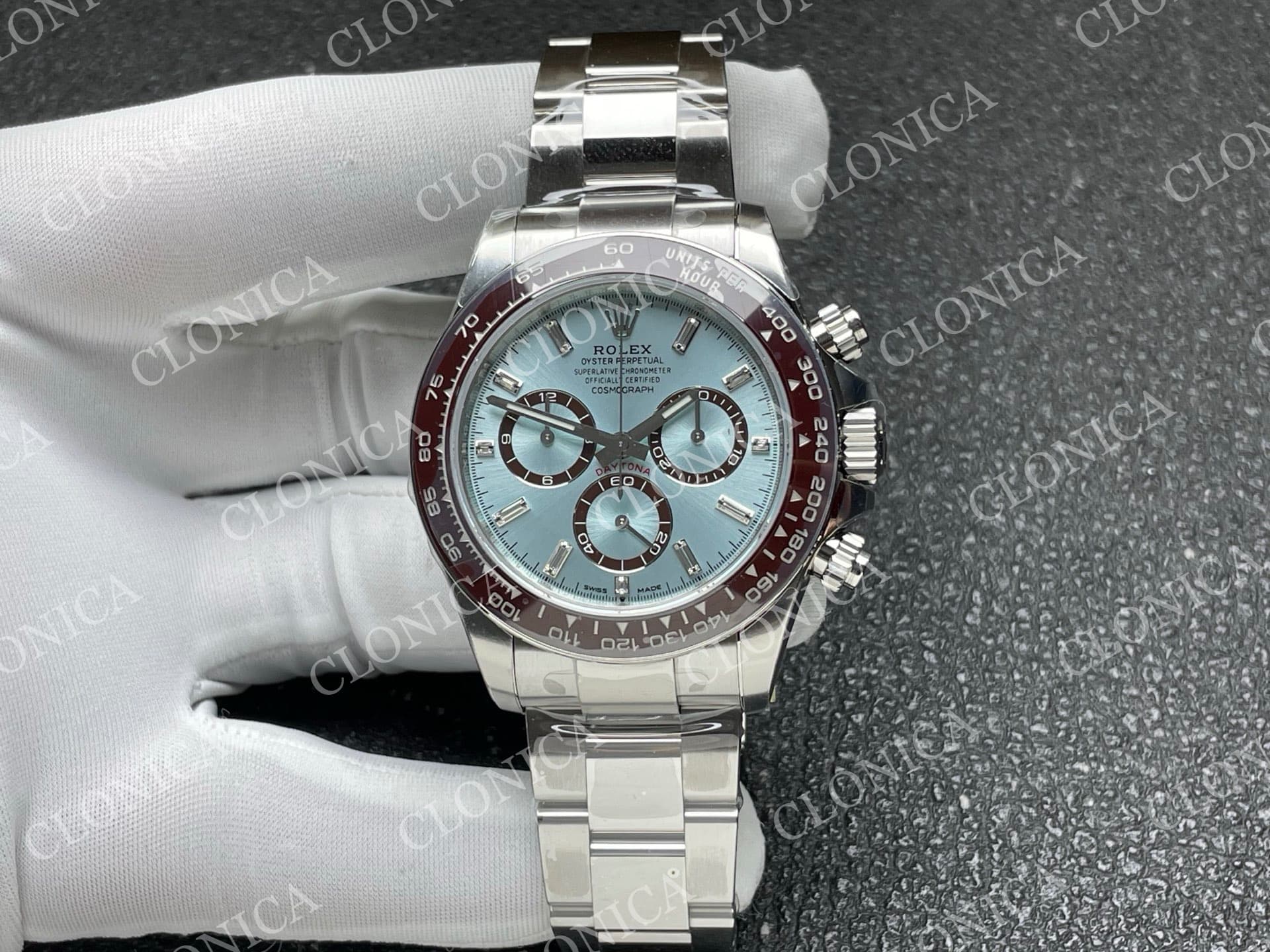 DAYTONA 126506 GAIN WEIGHT ICE BLUE DIAL STICK MARKERS ON BRACELET — view 1