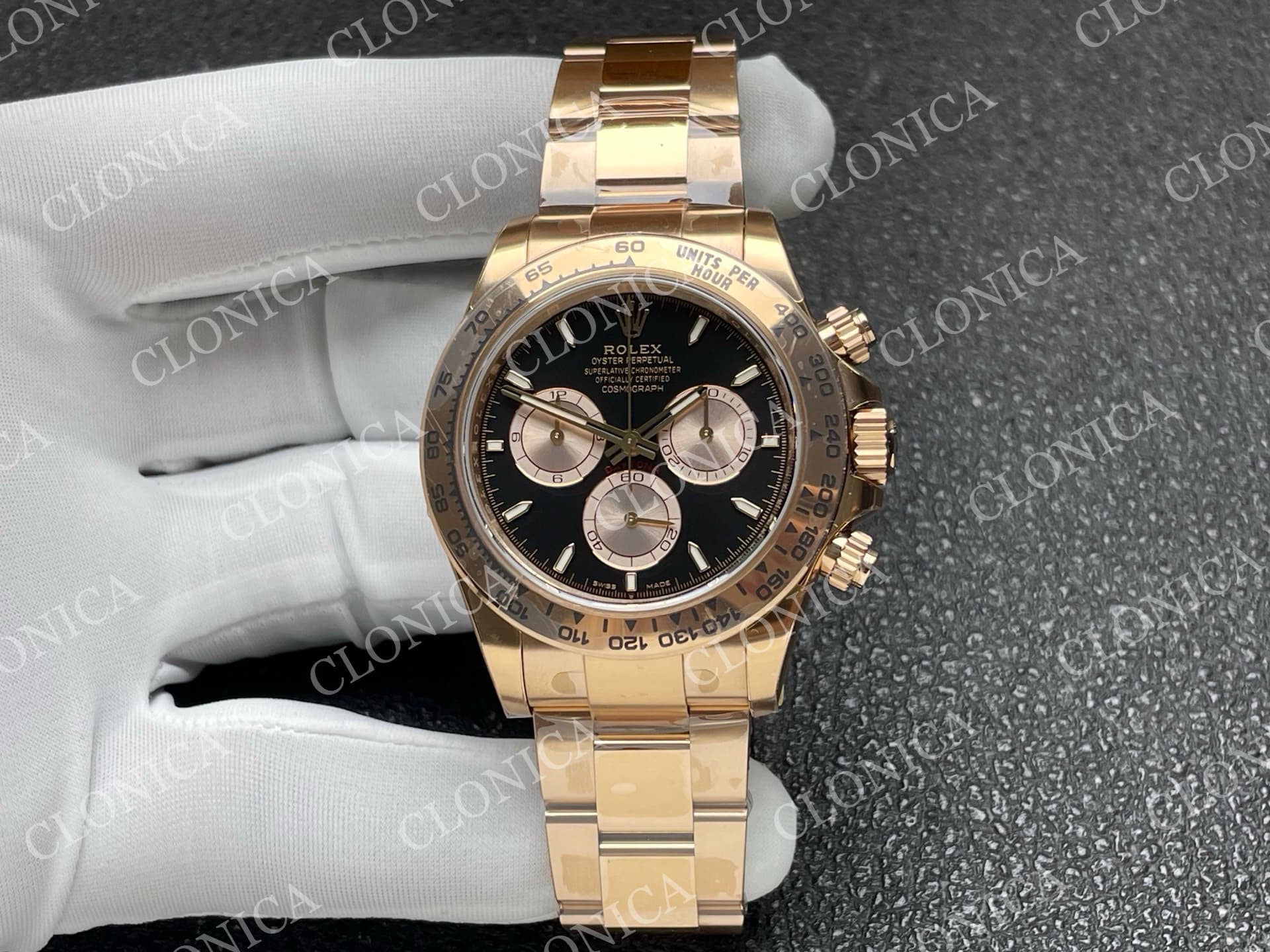 DAYTONA 126505 RG BLACK/SILVER STICK DIAL ON RG BRACLET DD4131 (WEIGHTED) — view 1