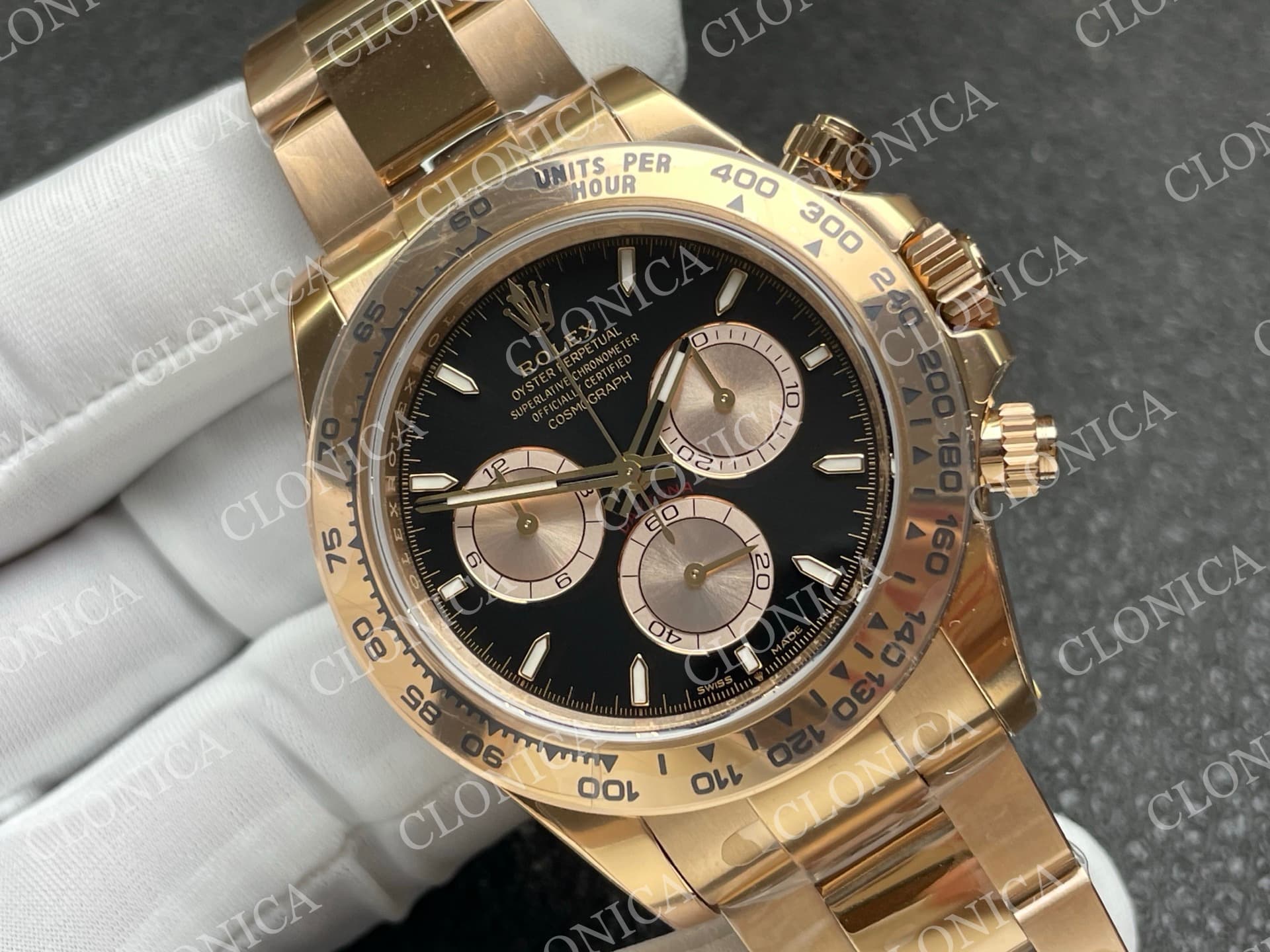 DAYTONA 126505 RG BLACK/SILVER STICK DIAL ON RG BRACLET DD4131 (WEIGHTED) — view 2