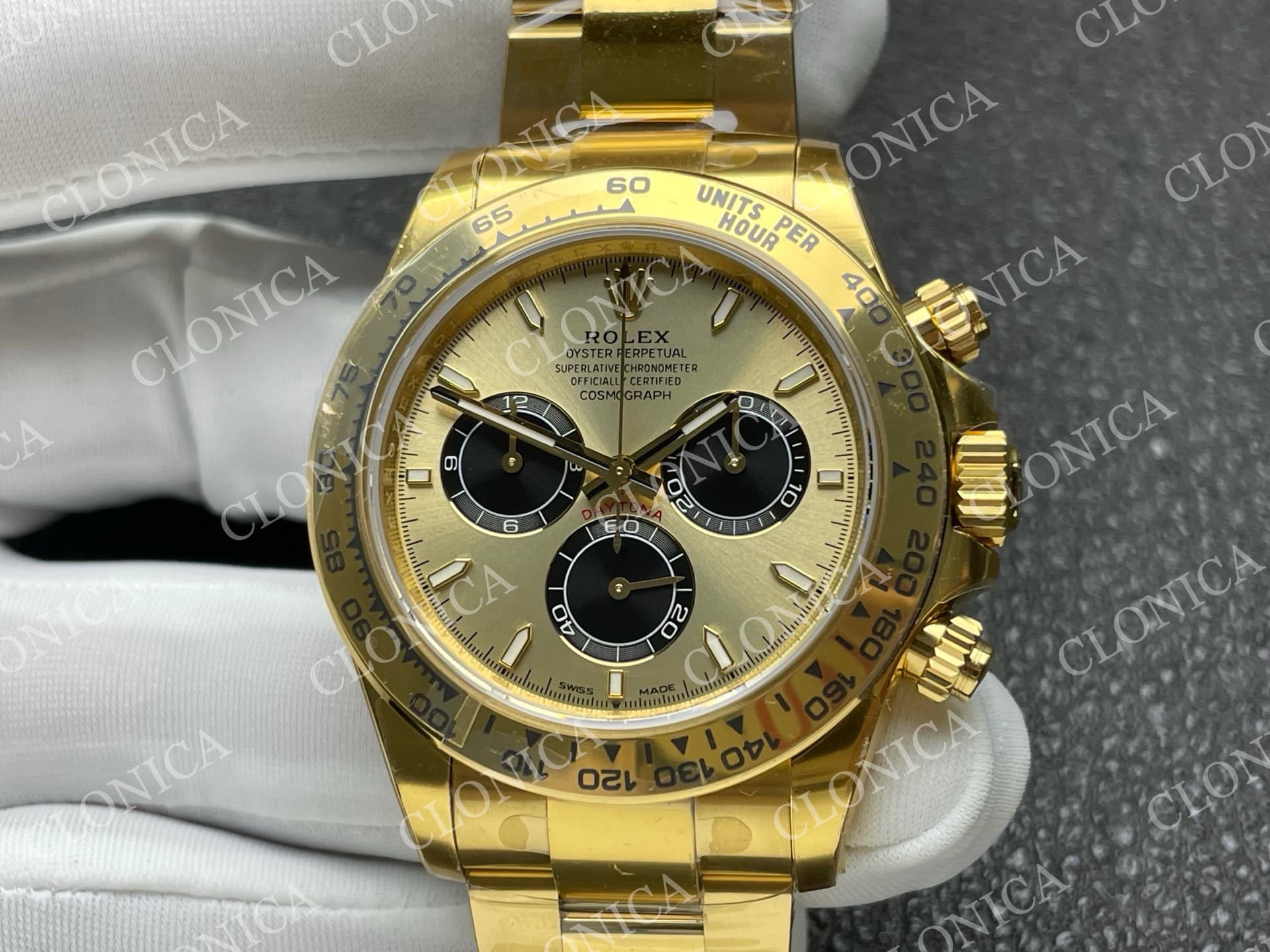 DAYTONA 126505 YG YELLOW/BLACK STICK DIAL ON YG BRACLET DD4131 (WEIGHTED) — view 3