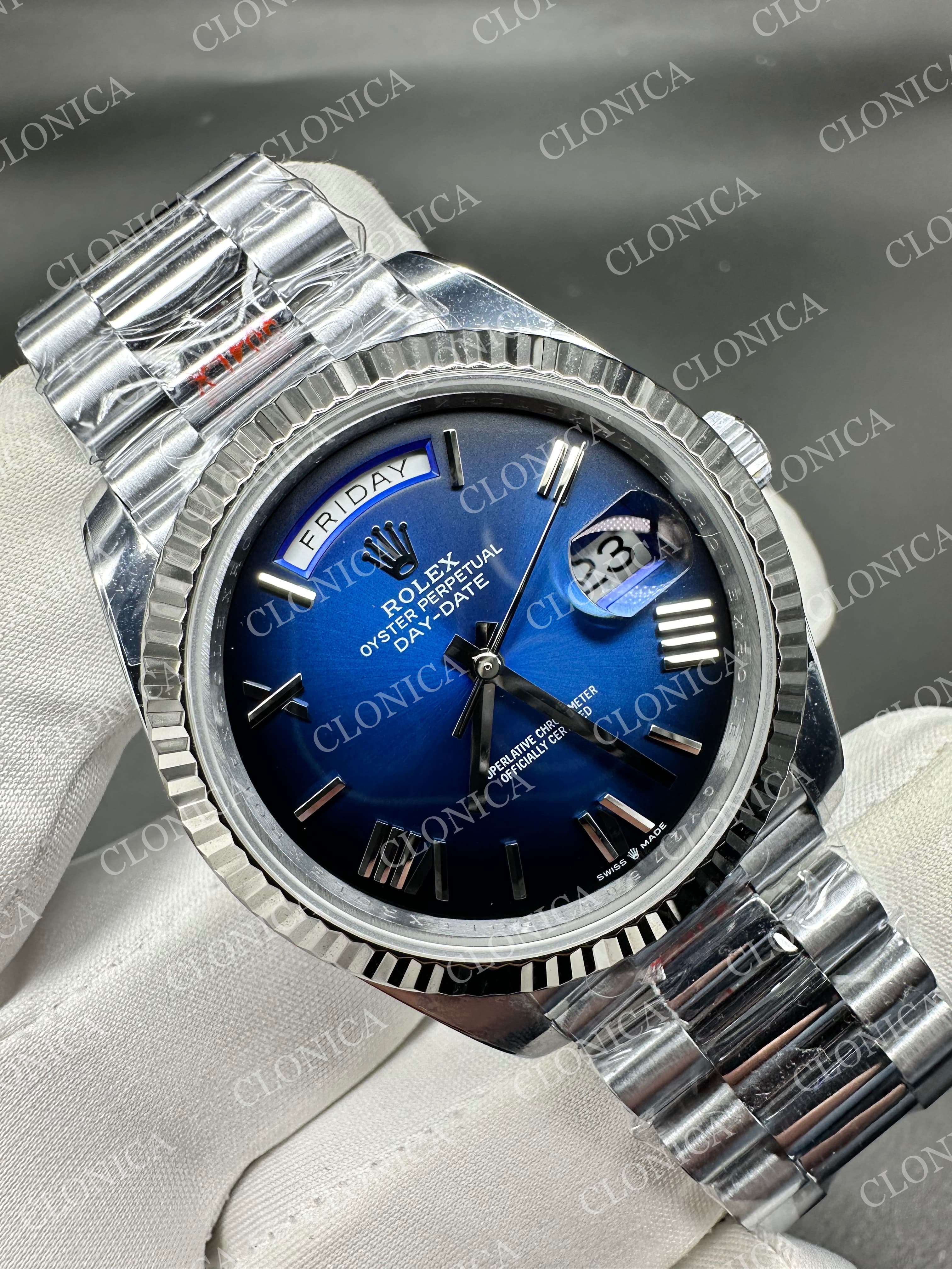 DAY DATE 228239 40MM GAIN WEIGHT BLUE OMBRE DIAL ROMAN MARKER ON WG PRESIDENT BRACELET — view 2