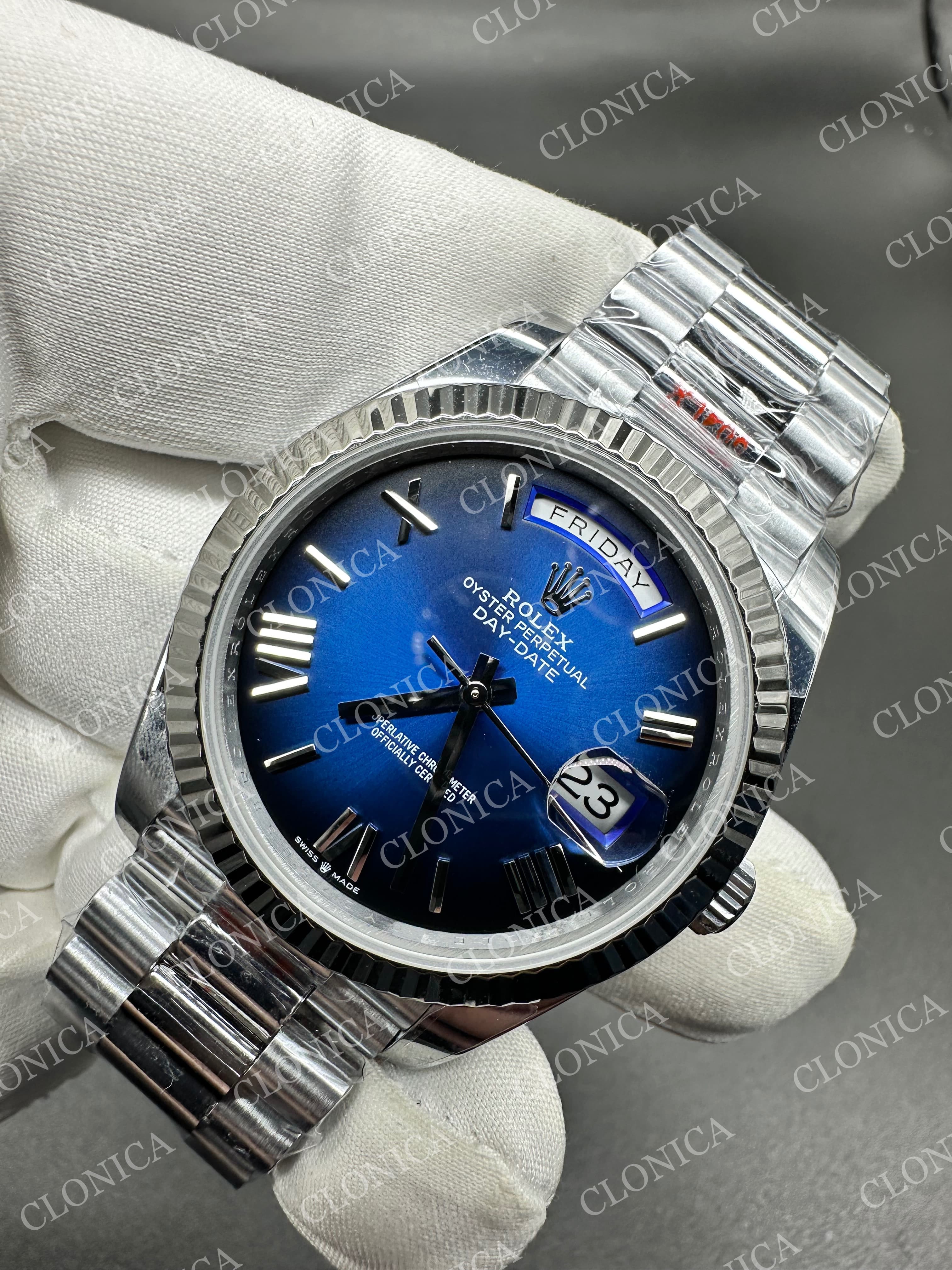 DAY DATE 228239 40MM GAIN WEIGHT BLUE OMBRE DIAL ROMAN MARKER ON WG PRESIDENT BRACELET — view 3