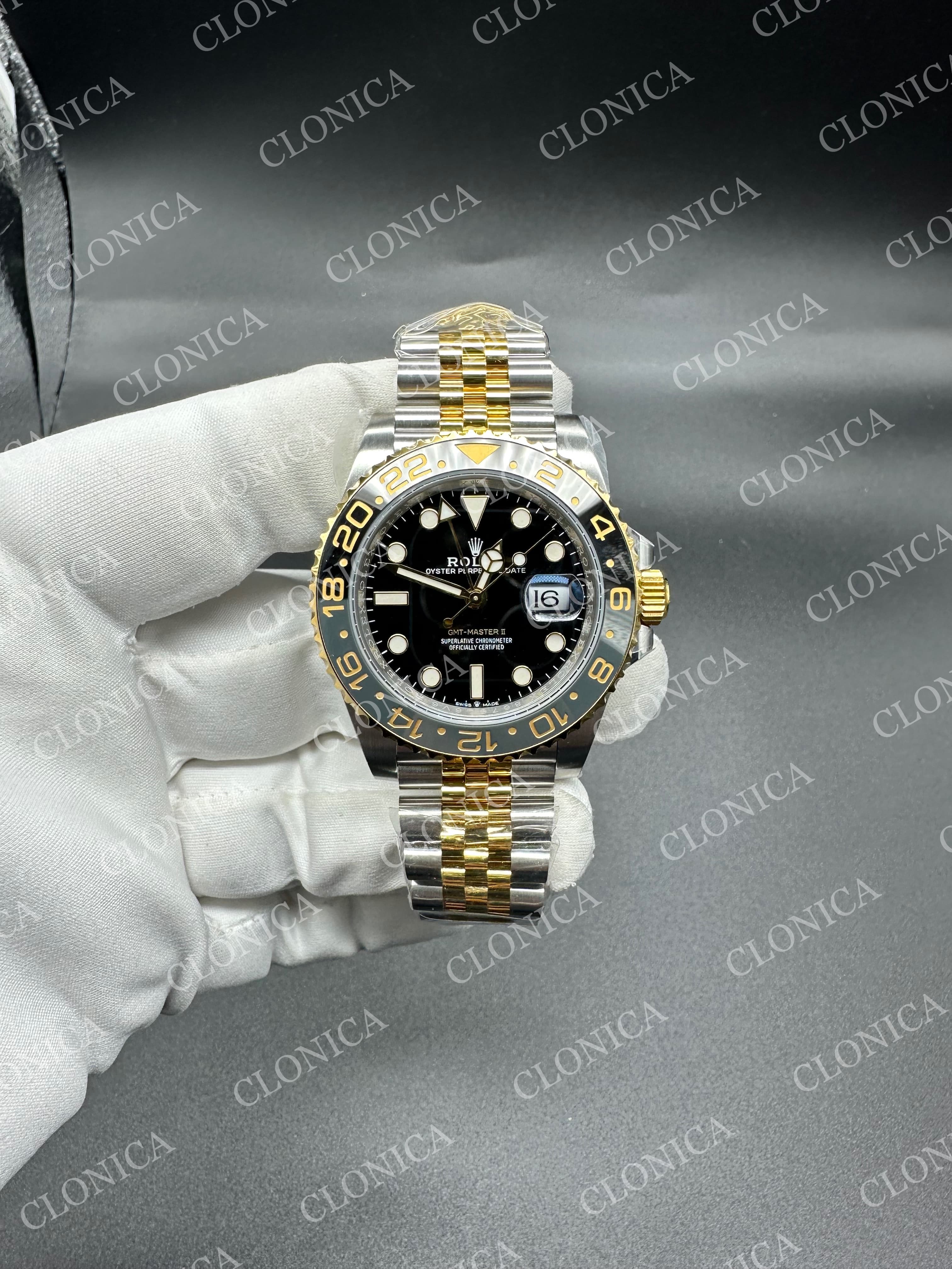 GMT-MASTER II 126713 GRNR BLACK DIAL ON SS/YG BRACELET SUPER CLONE DD3285 — view 1