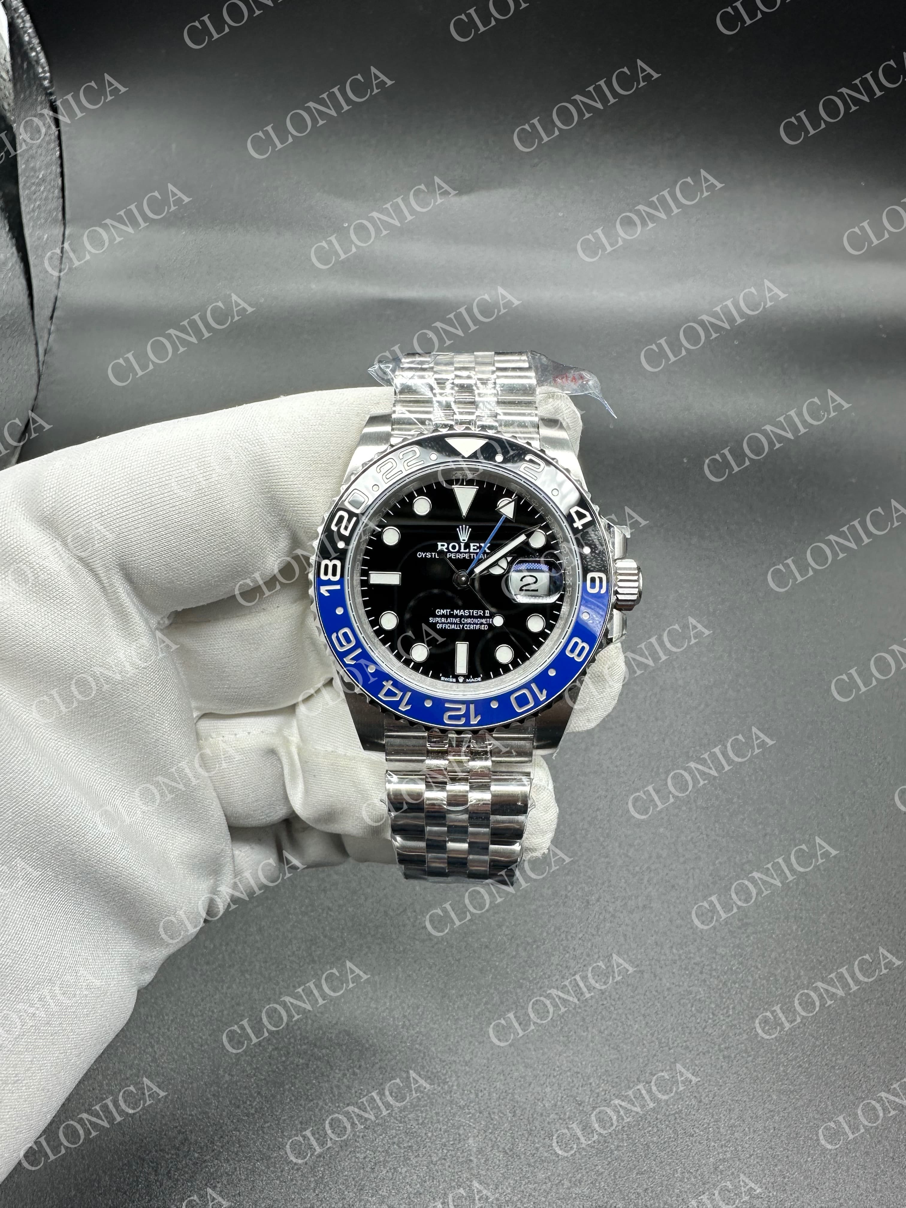 GMT-MASTER II 126710 BLNR BLACK/BLUE 904L SS BLACK DIAL ON JUBILEE BRACELET — view 1