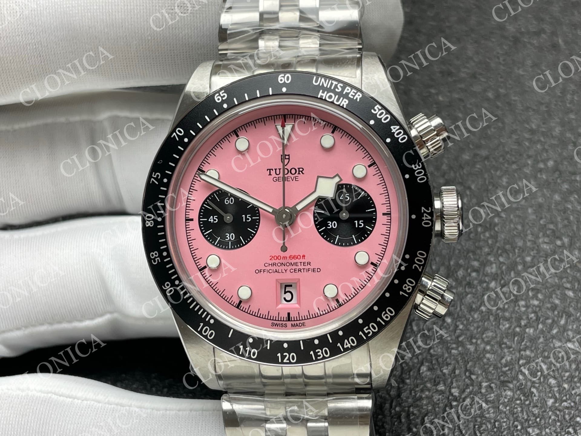 BLACK BAY CHRONO SS PINK DIAL ON SS BRACELET A7750 — view 3