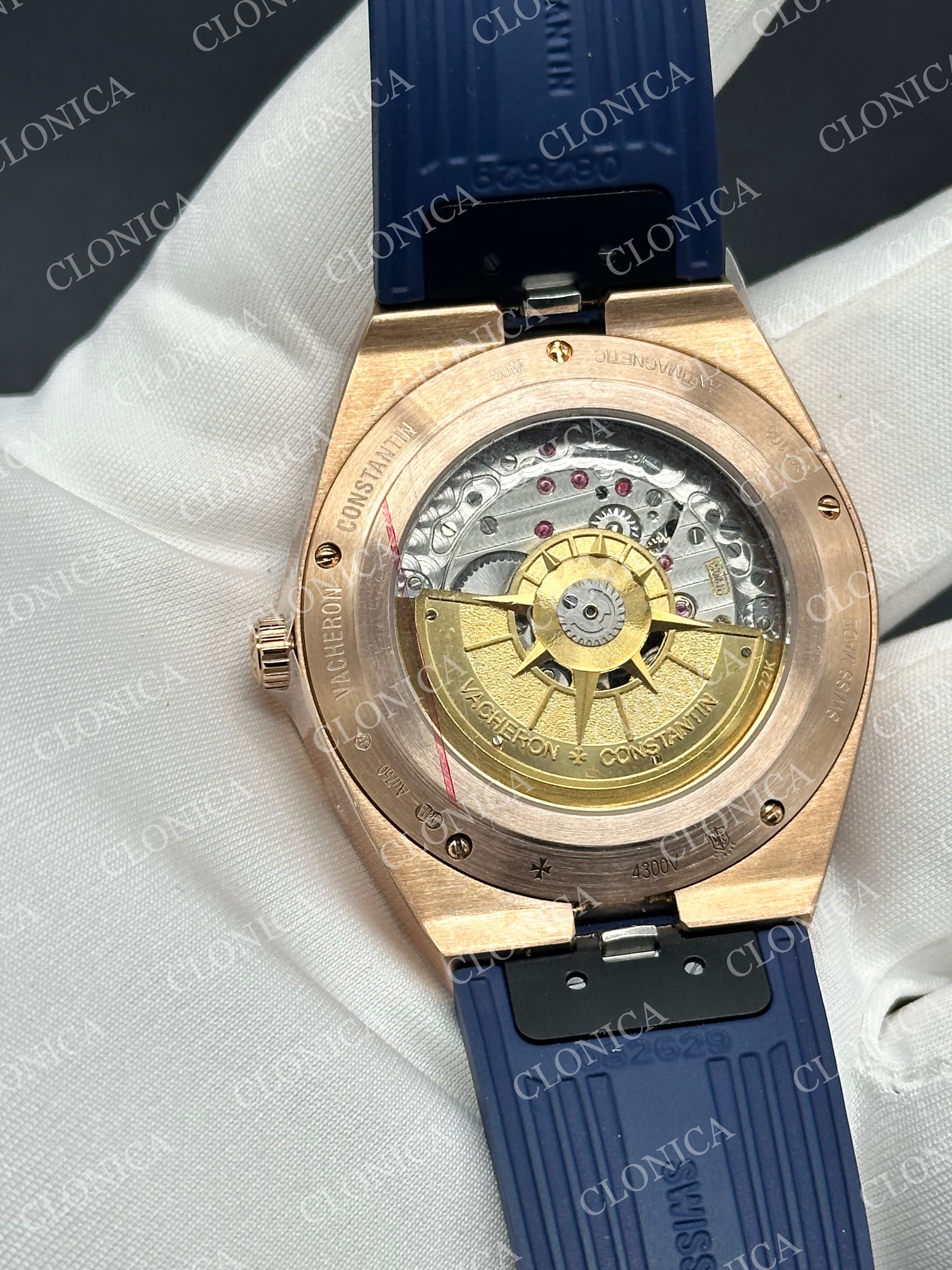 OVERSEAS PERPETUAL CALENDAR RG BLUE DIAL ON BLUE RUBBER STRAP A1120 — view 5